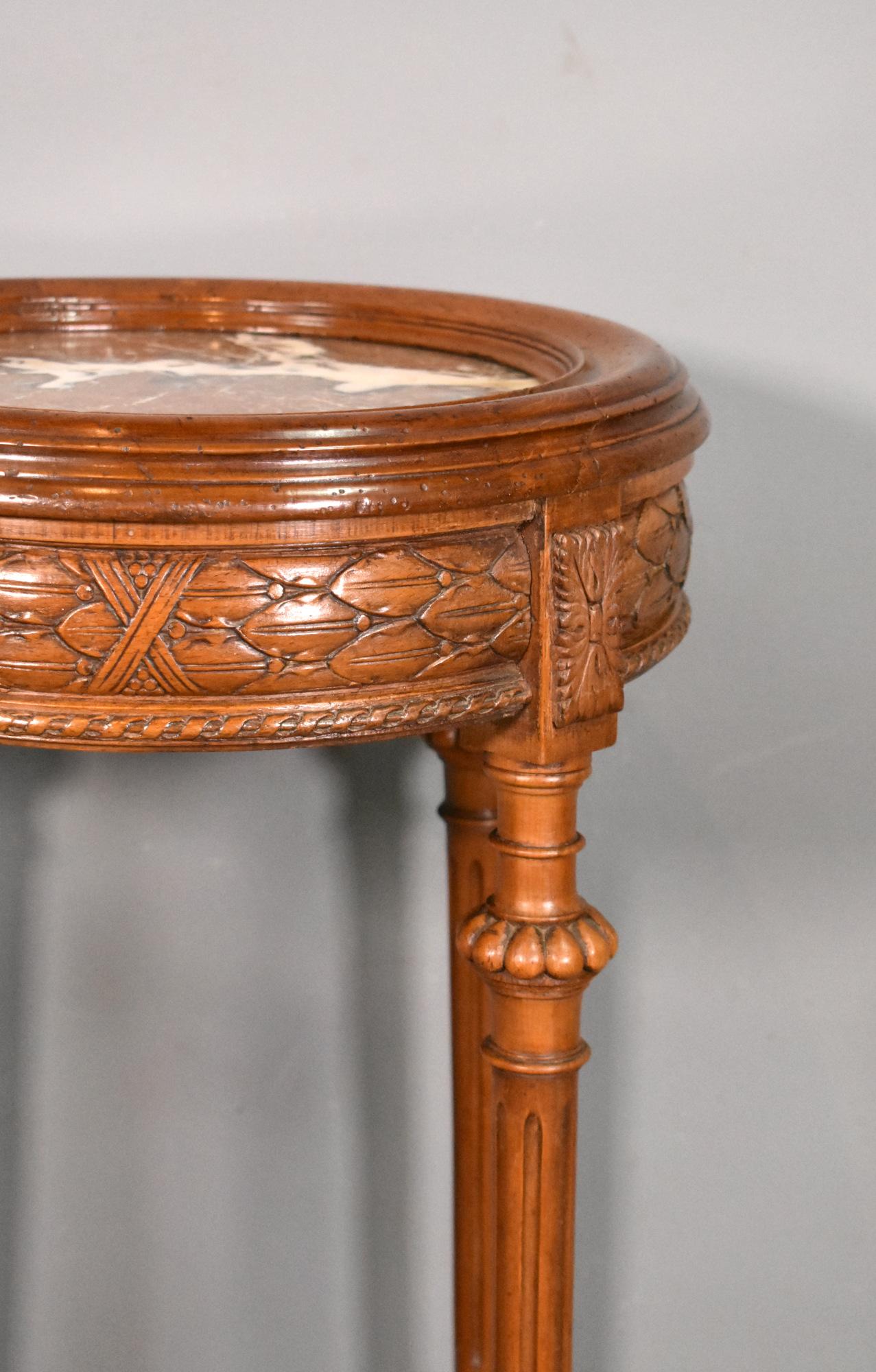 Marble Walnut Gueridon Side Table Directoire Period For Sale