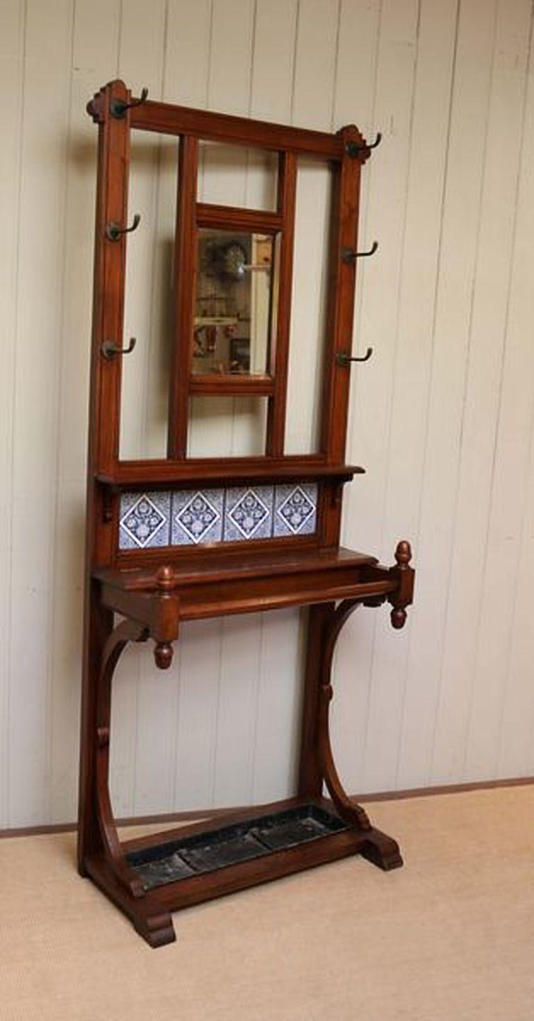 Edwardian Walnut Hall Stand For Sale