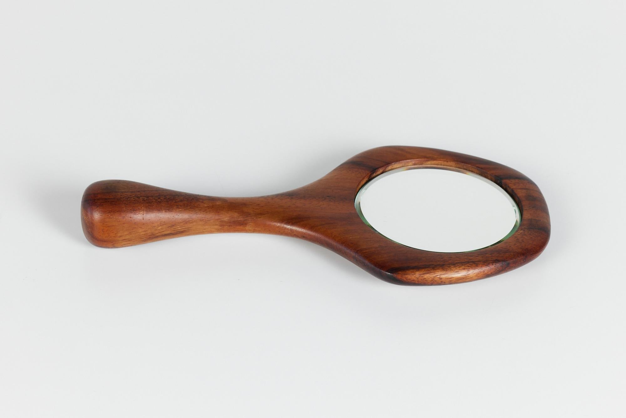Walnut Hand Mirror by Dean Santner In Excellent Condition For Sale In Los Angeles, CA