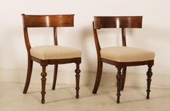 Walnut Hardwood Pair of Klismos Chairs