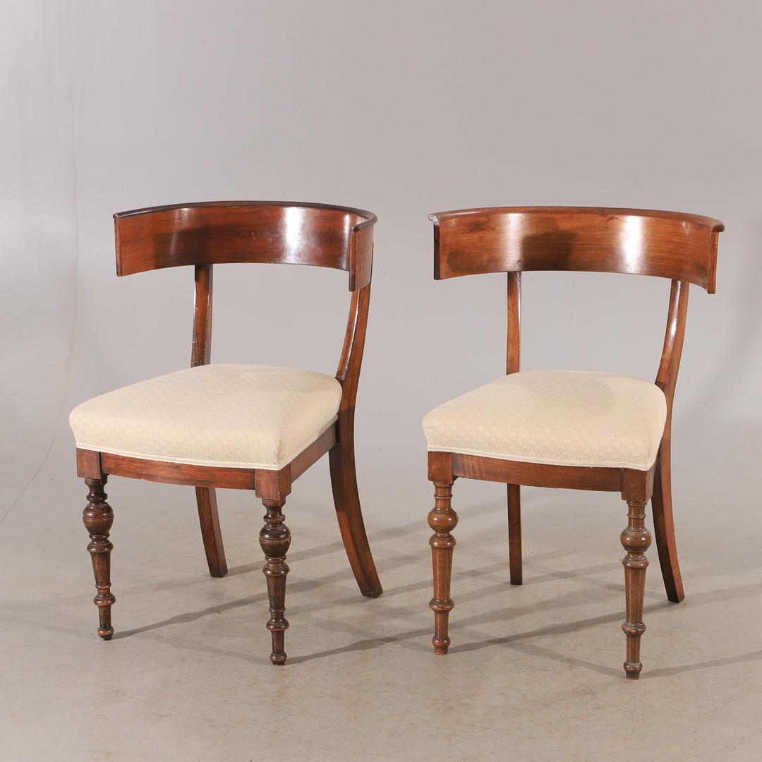 Walnut Hardwood Pair of Klismos Chairs  2