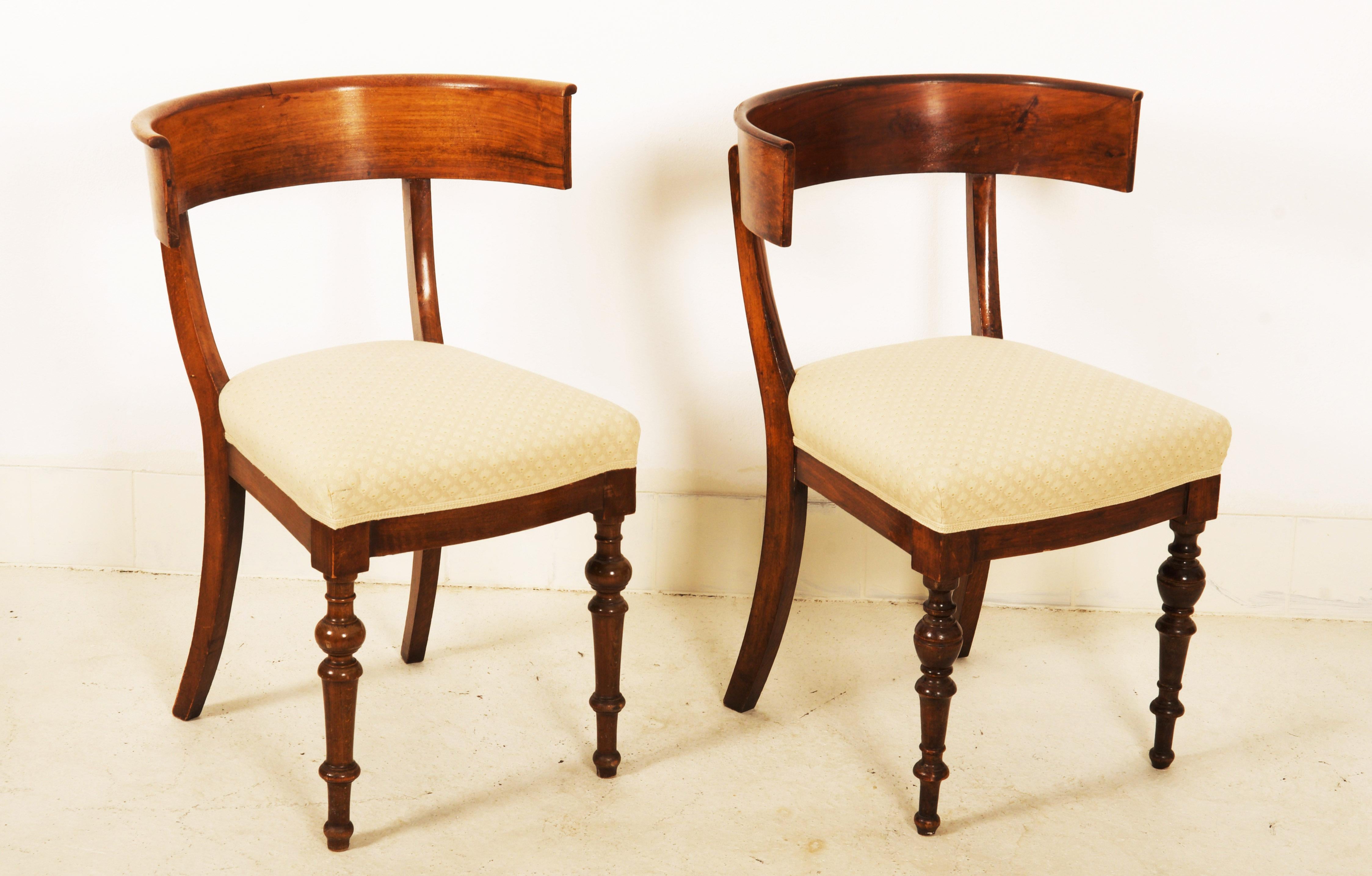 Walnut Hardwood Pair of Klismos Chairs  3