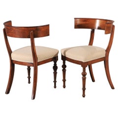 Walnut Hardwood Pair of Klismos Chairs 