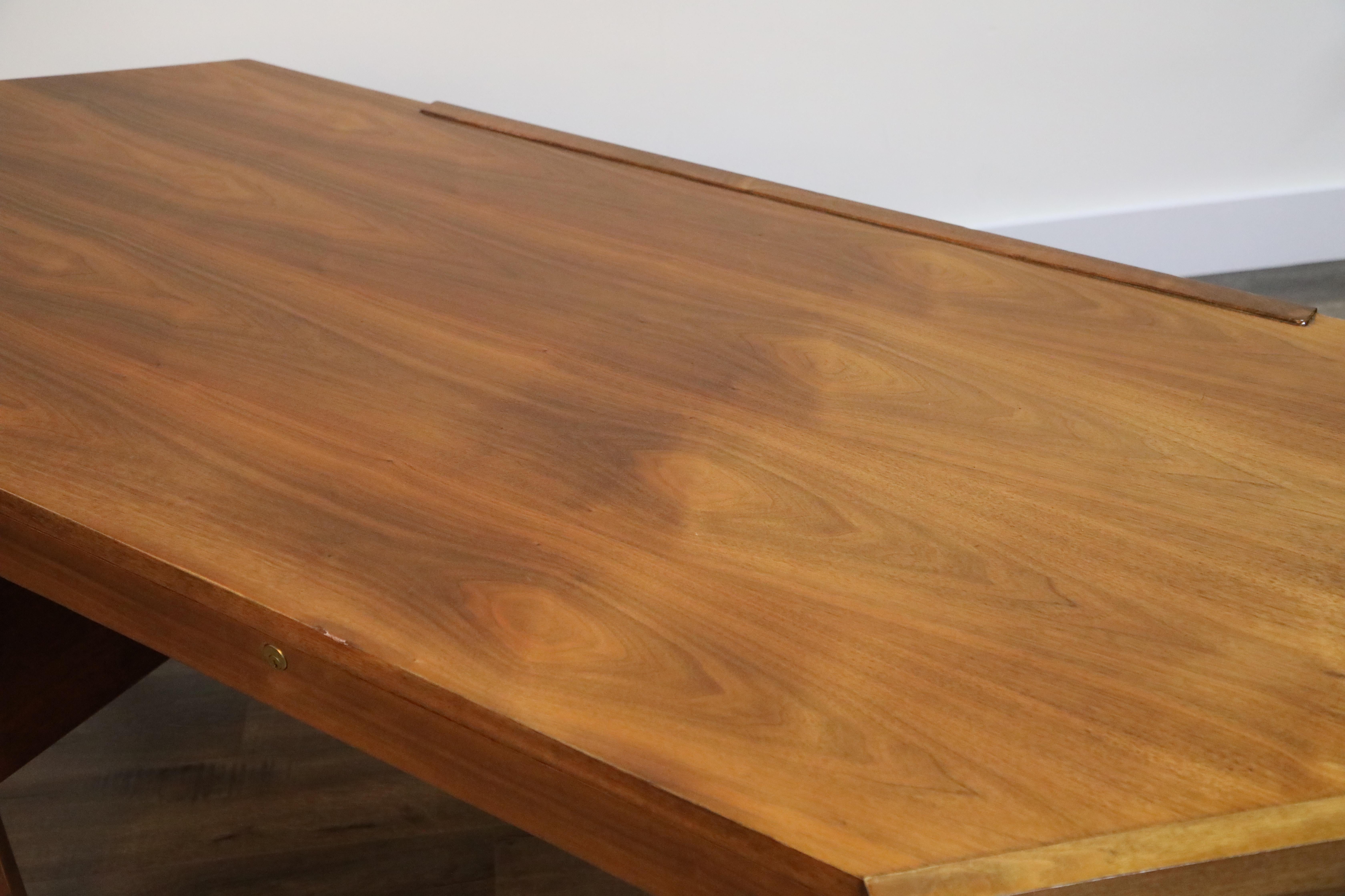 Walnut Hexagon Desk by Edward Wormley for Dunbar, Signed, circa 1960 3