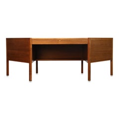 Walnut Hexagon Desk by Edward Wormley for Dunbar, Signed, circa 1960