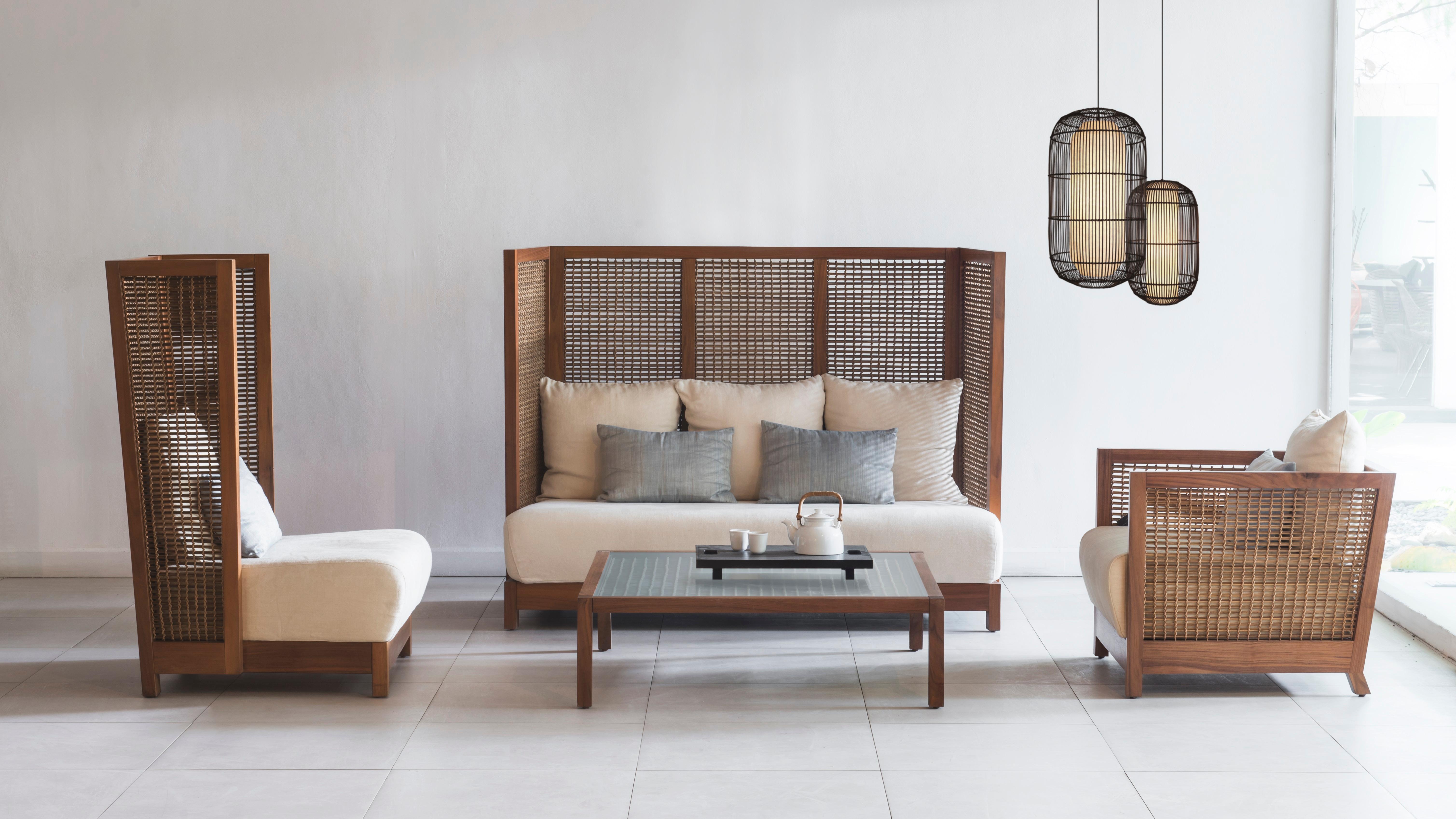 Philippine Walnut Highback Suzy Wong Loveseat by Kenneth Cobonpue