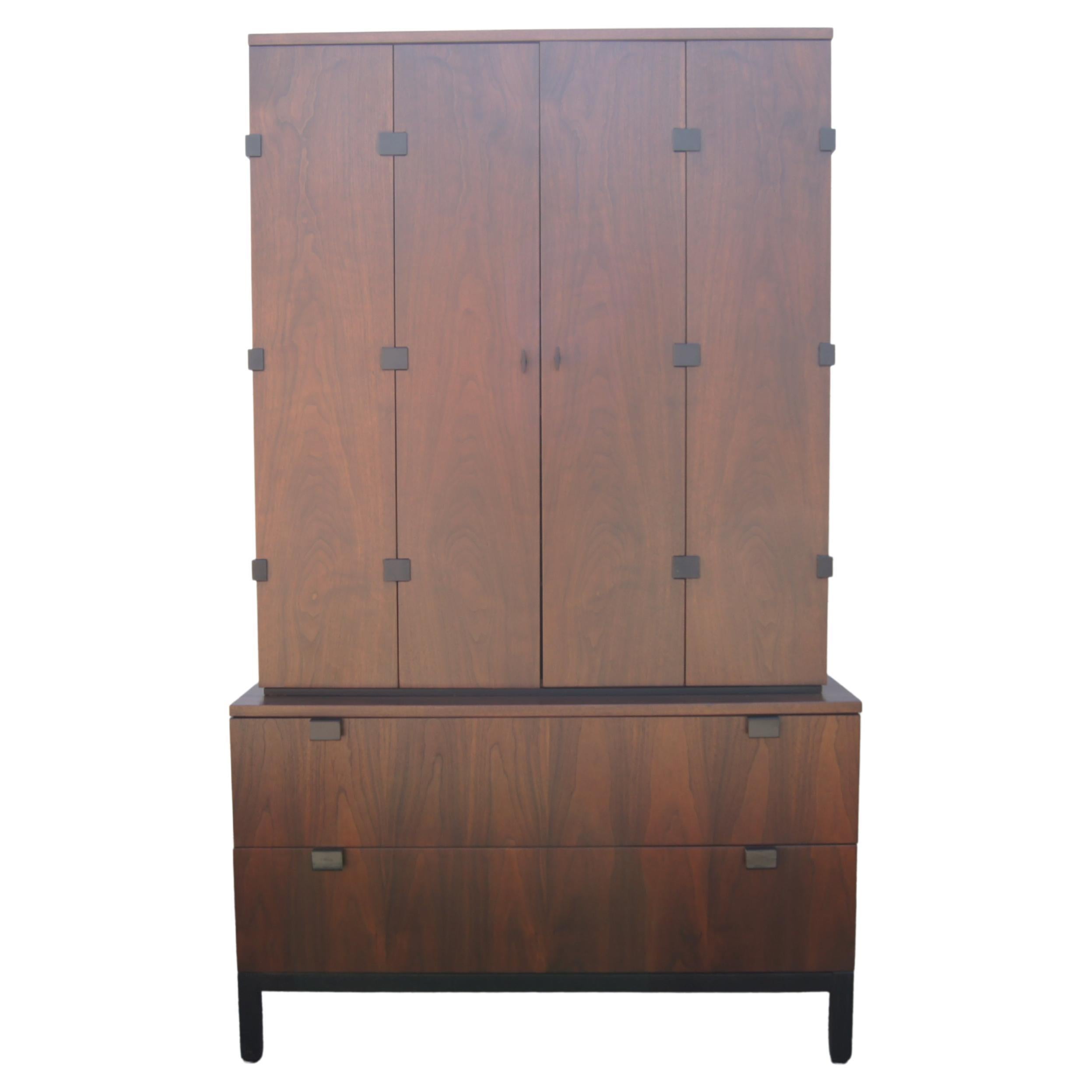 Walnut Highboy Cabinet by Milo Baughman for Directional For Sale