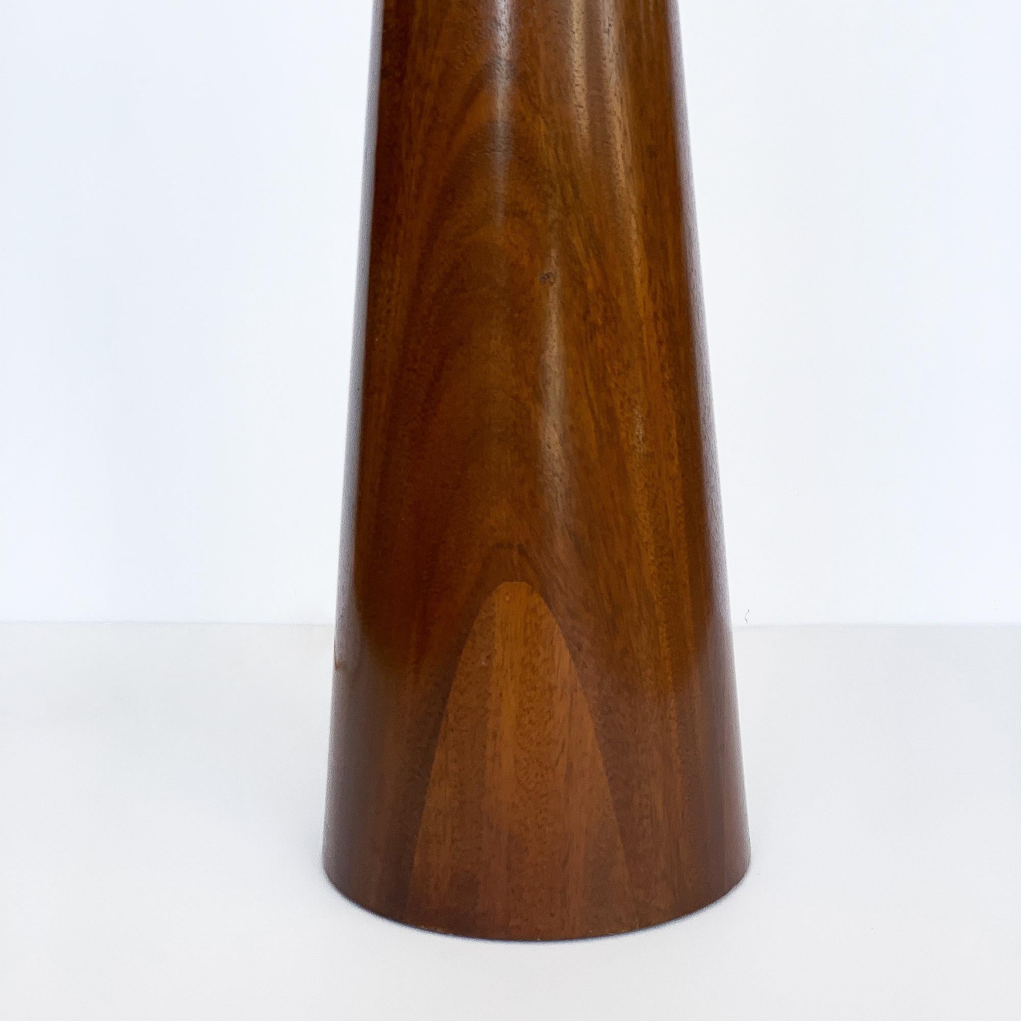 Brass Walnut Hourglass Floor Lamp in the Manner of Raymond Pfenning