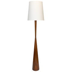 Walnut Hourglass Floor Lamp in the Manner of Raymond Pfenning
