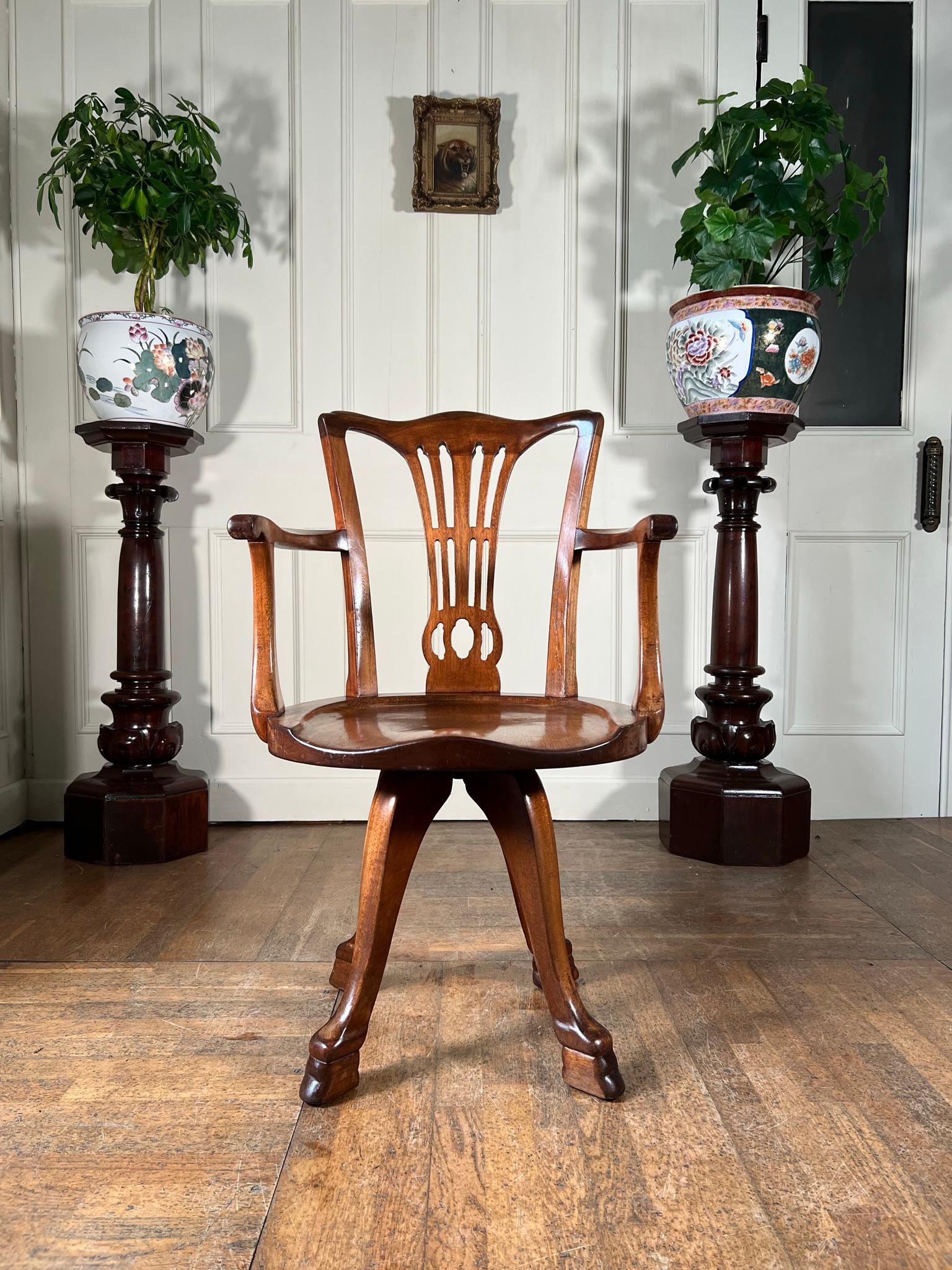 British Walnut Howard & Sons Desk Chair For Sale