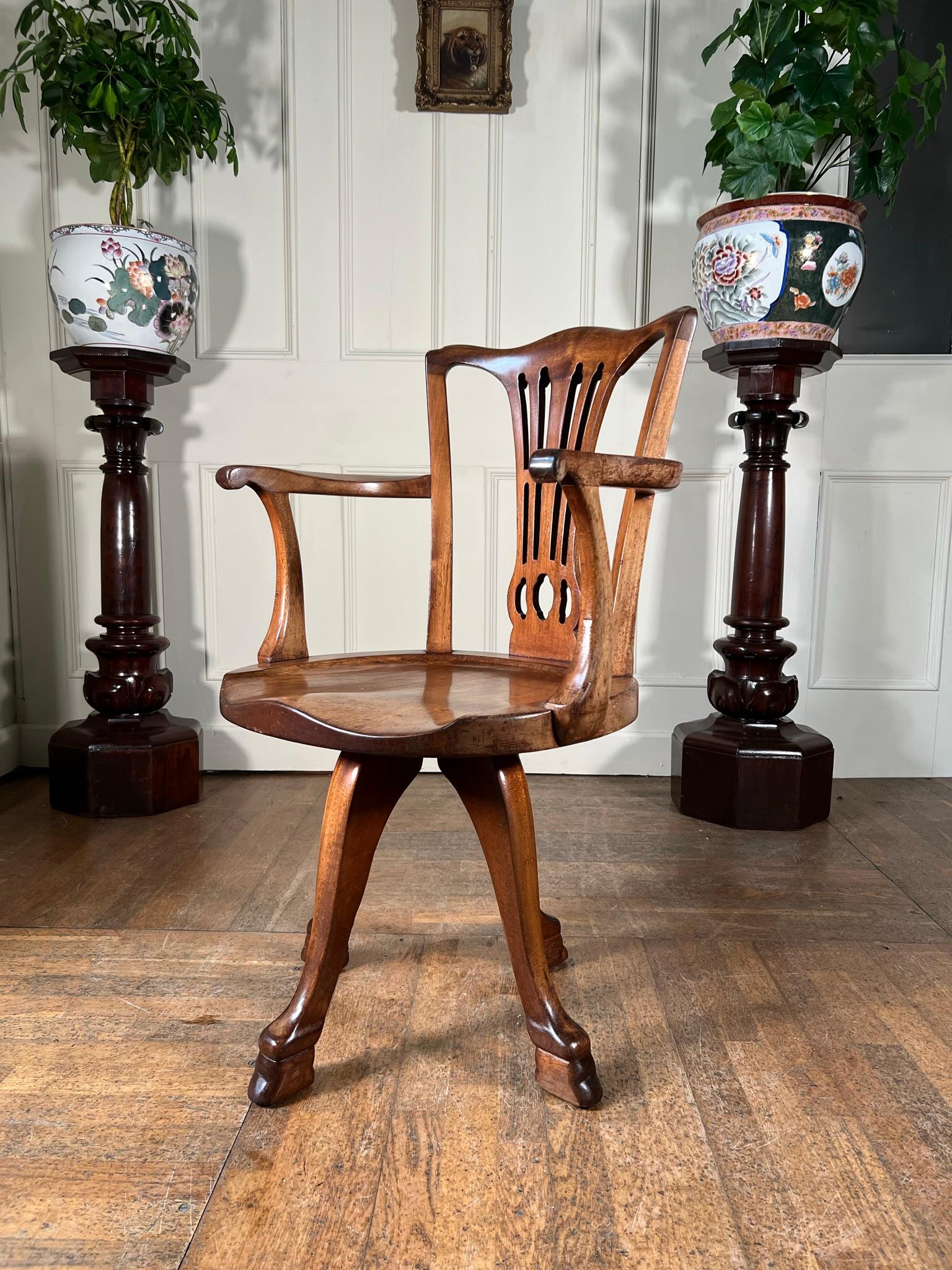 20th Century Walnut Howard & Sons Desk Chair For Sale