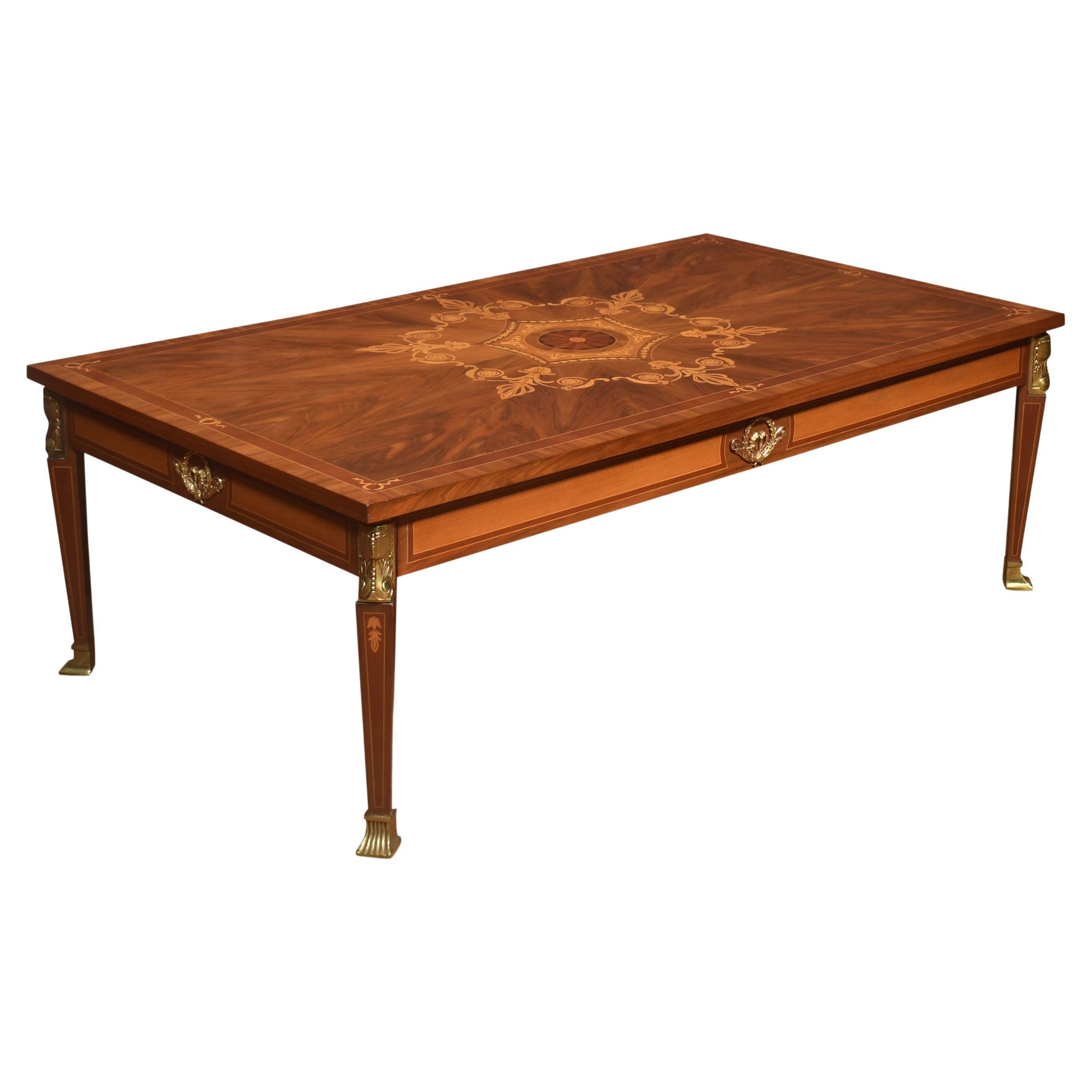 Walnut inlaid coffee table For Sale