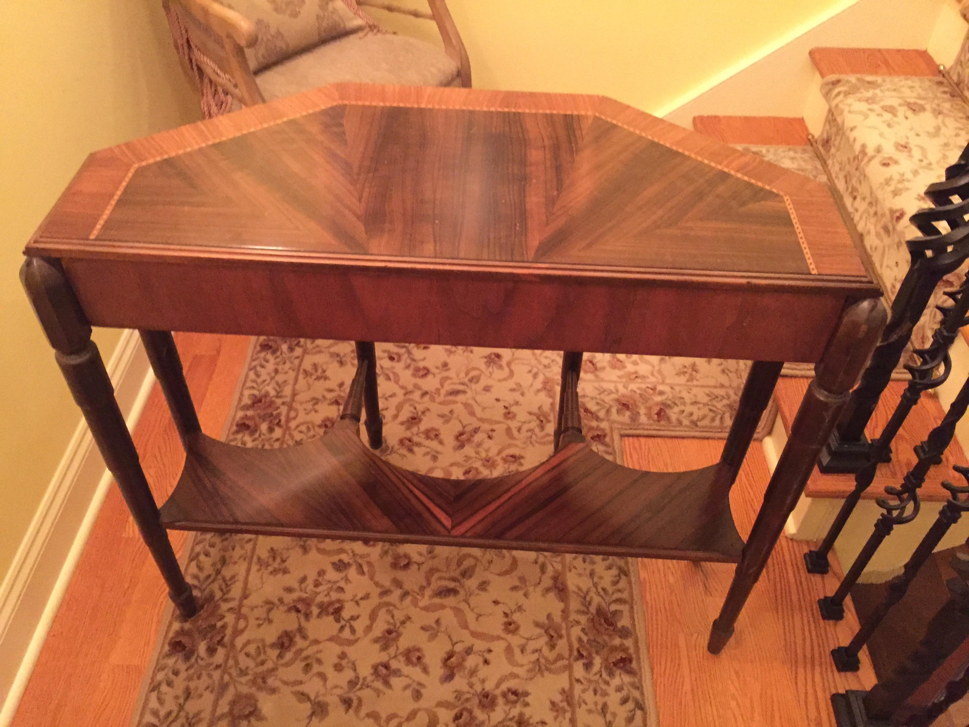 Art Deco Walnut Inlaid Console Table