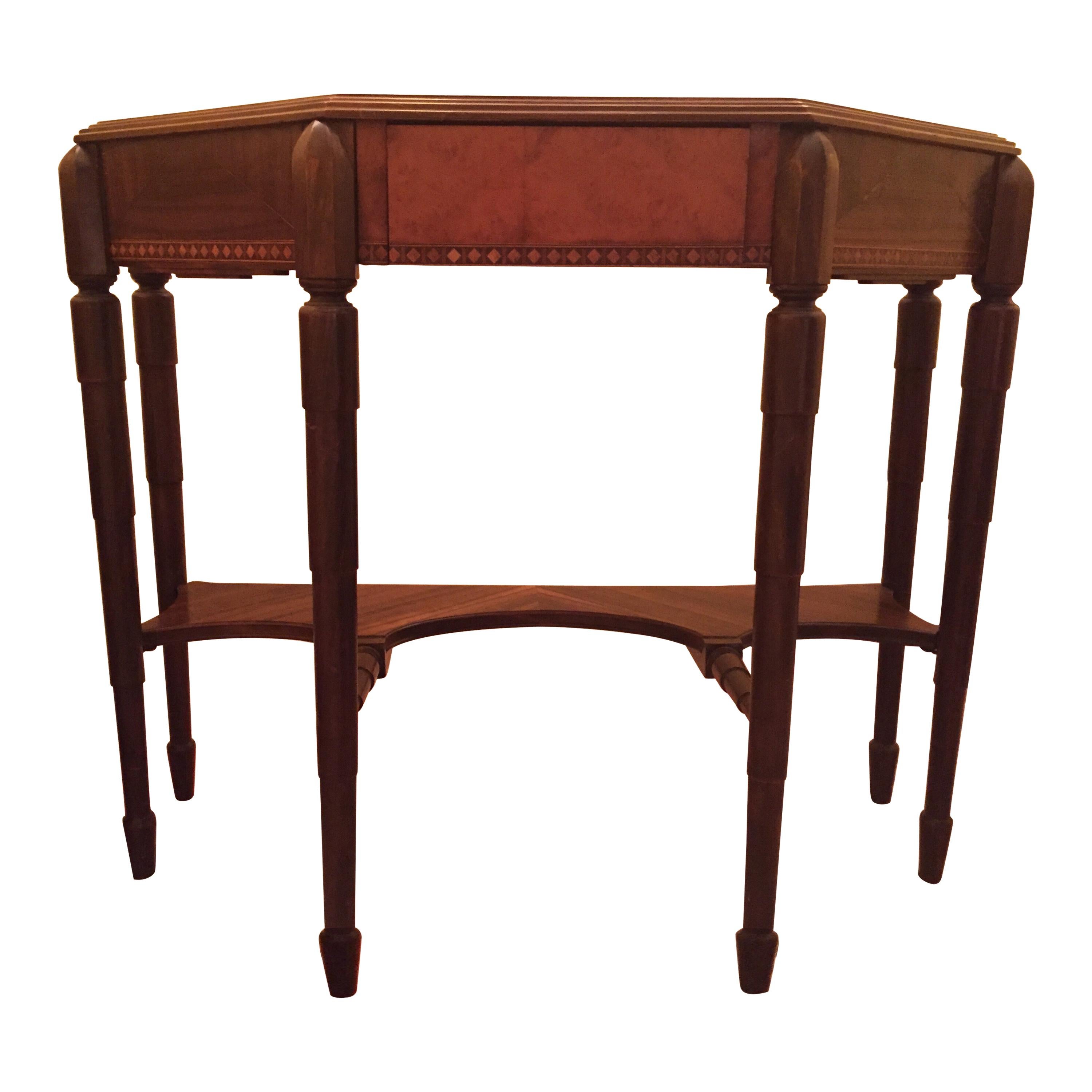 Walnut Inlaid Console Table