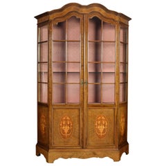 Antique Walnut Inlaid Display Cabinet