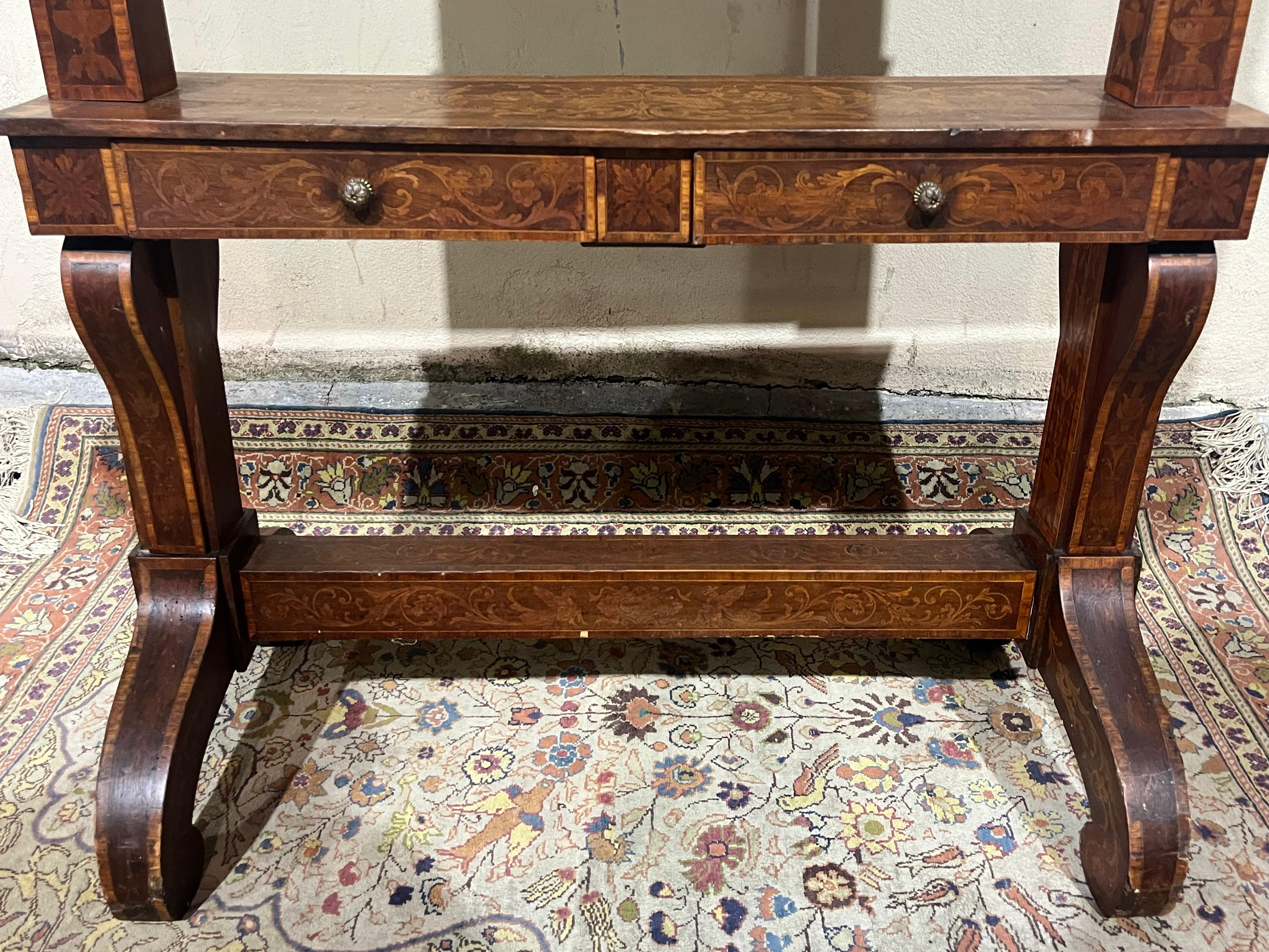 Walnut inlaid psyche of Charles X For Sale 5