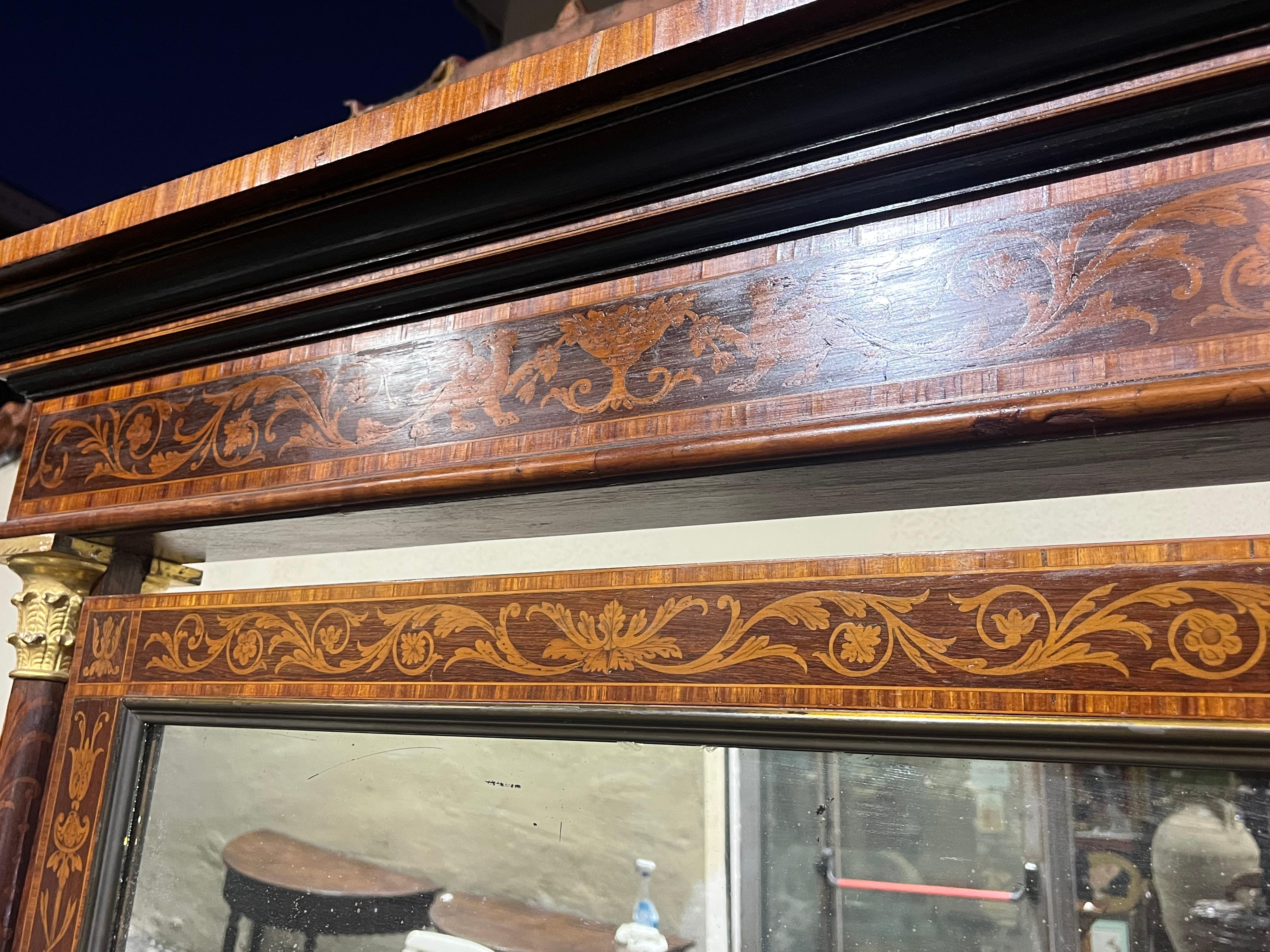 Walnut inlaid psyche of Charles X For Sale 9