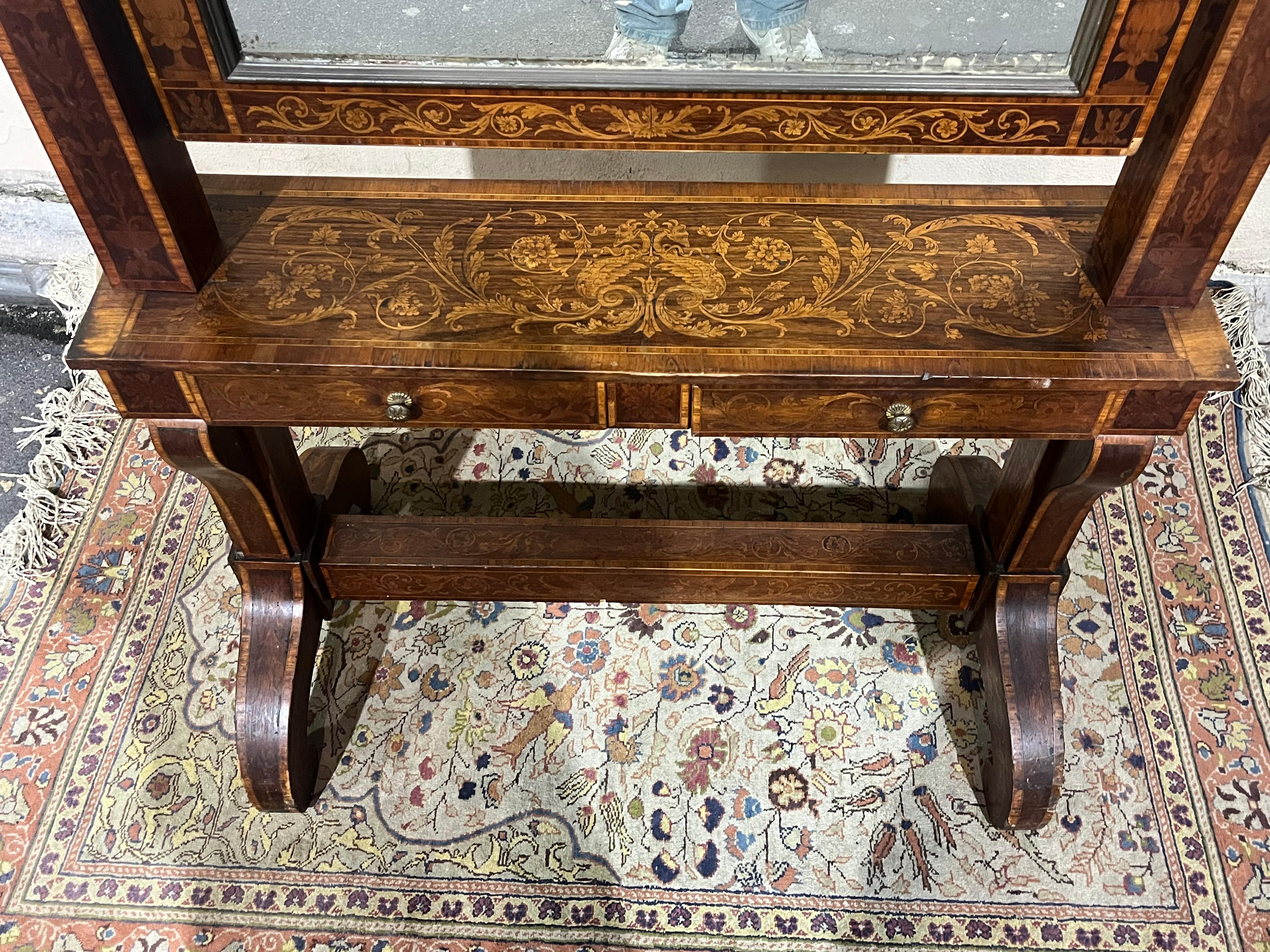 Walnut inlaid psyche of Charles X For Sale 1