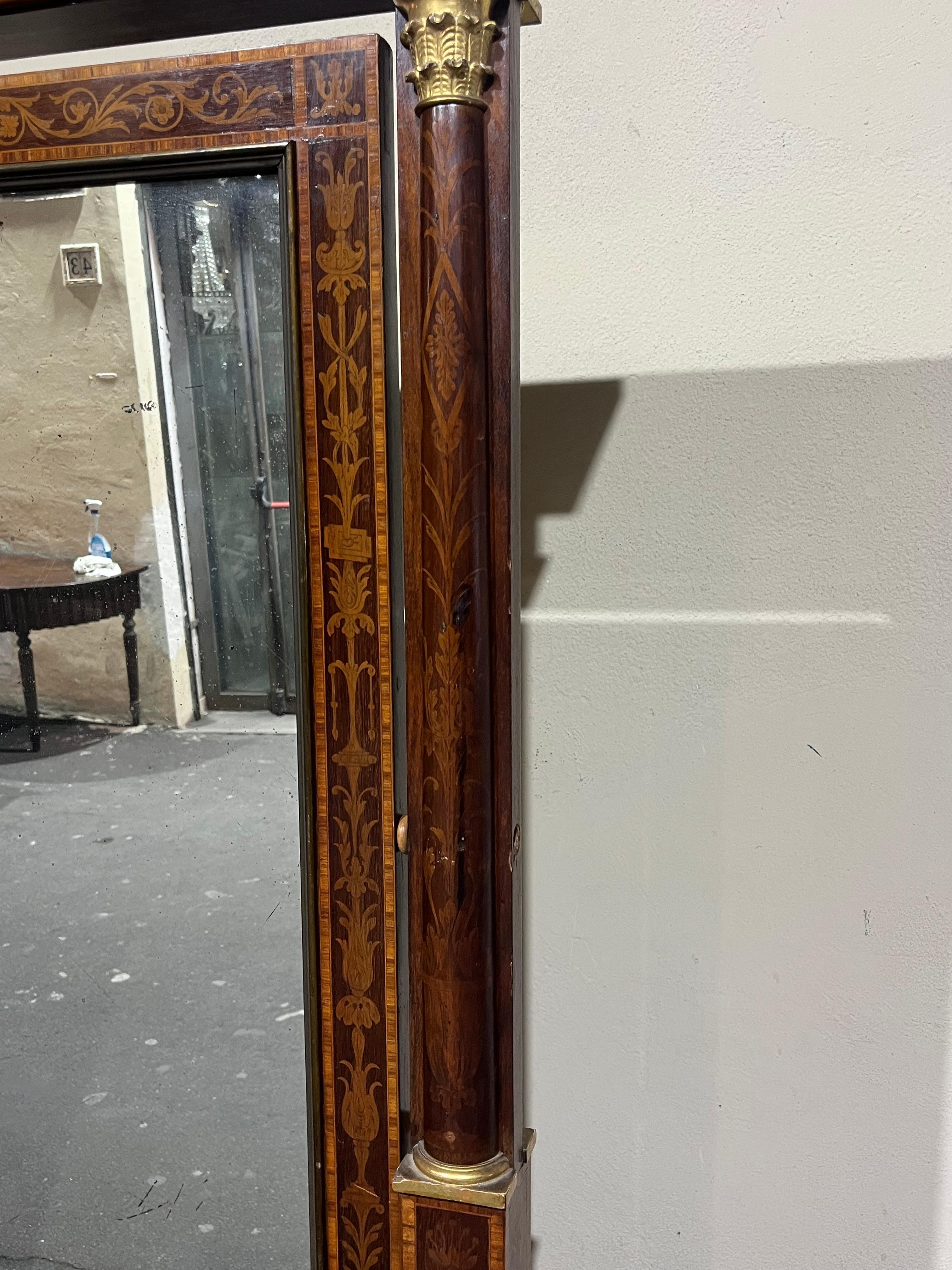 Walnut inlaid psyche of Charles X For Sale 3