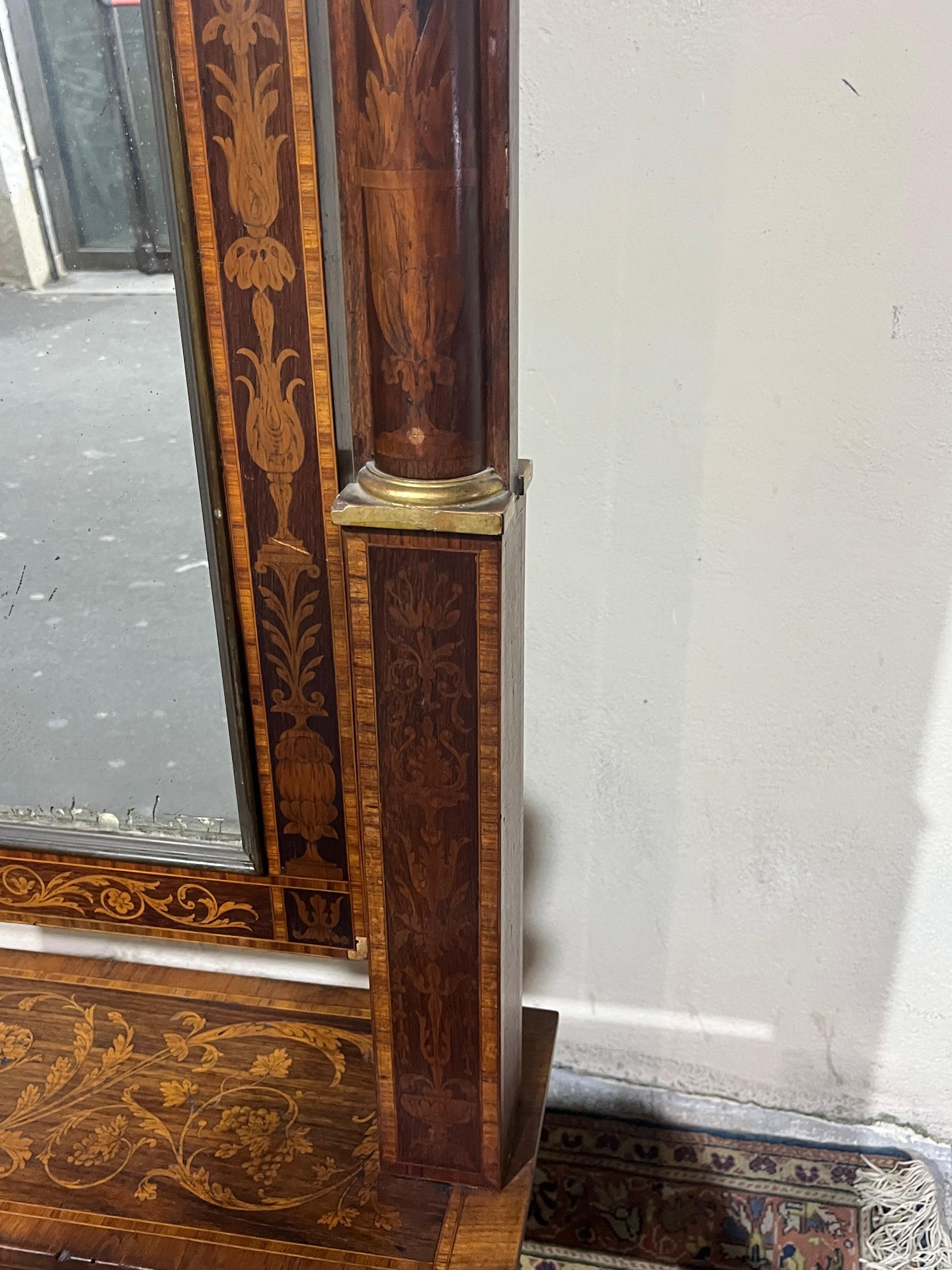 Walnut inlaid psyche of Charles X For Sale 4