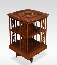 Walnut Inlaid Revolving Bookcase