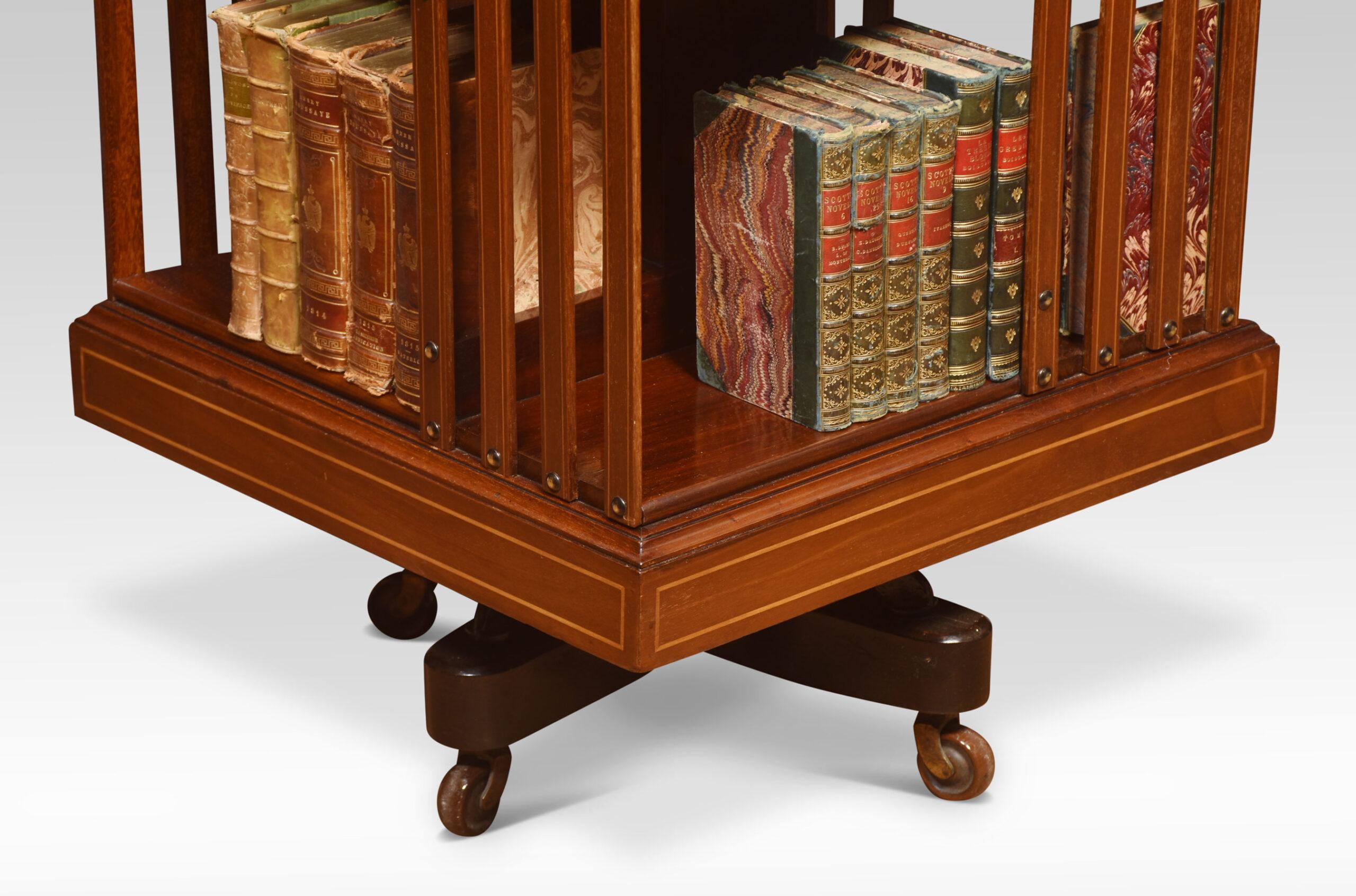British Inlaid Revolving Bookcase For Sale