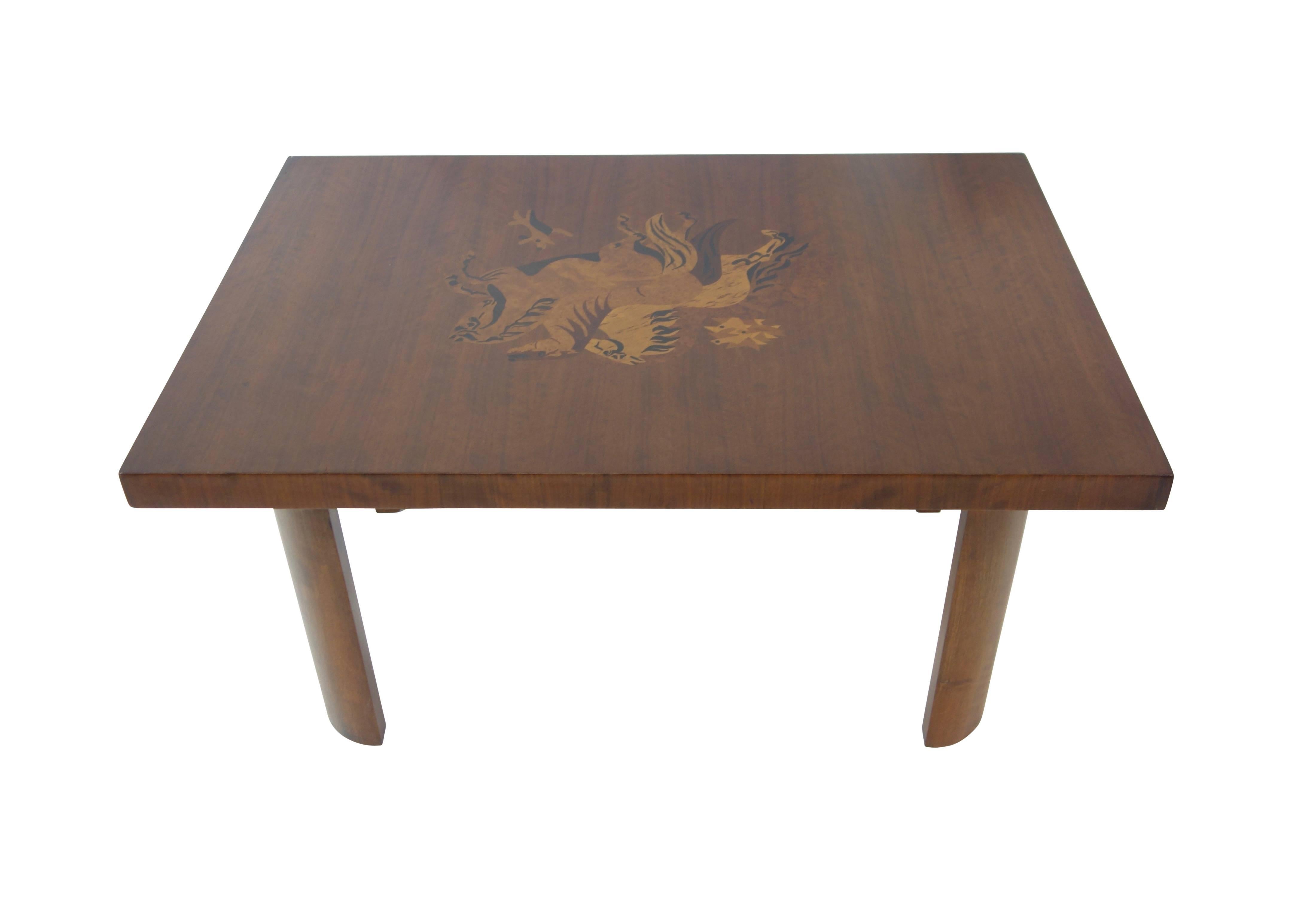 American Walnut Inlay Coffee Table by Andrew Szoeke For Sale