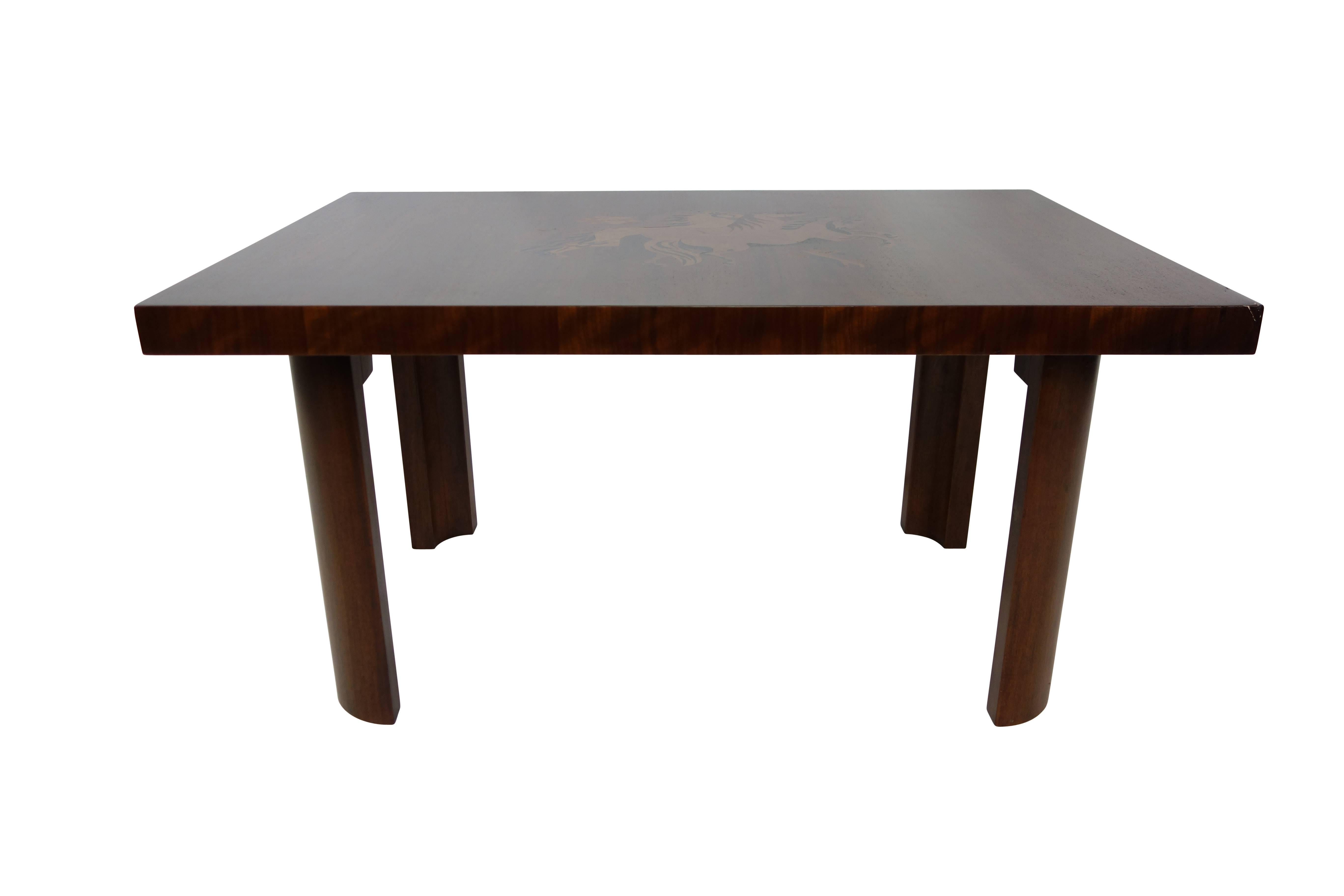 Walnut Inlay Coffee Table by Andrew Szoeke In Good Condition For Sale In Seattle, WA