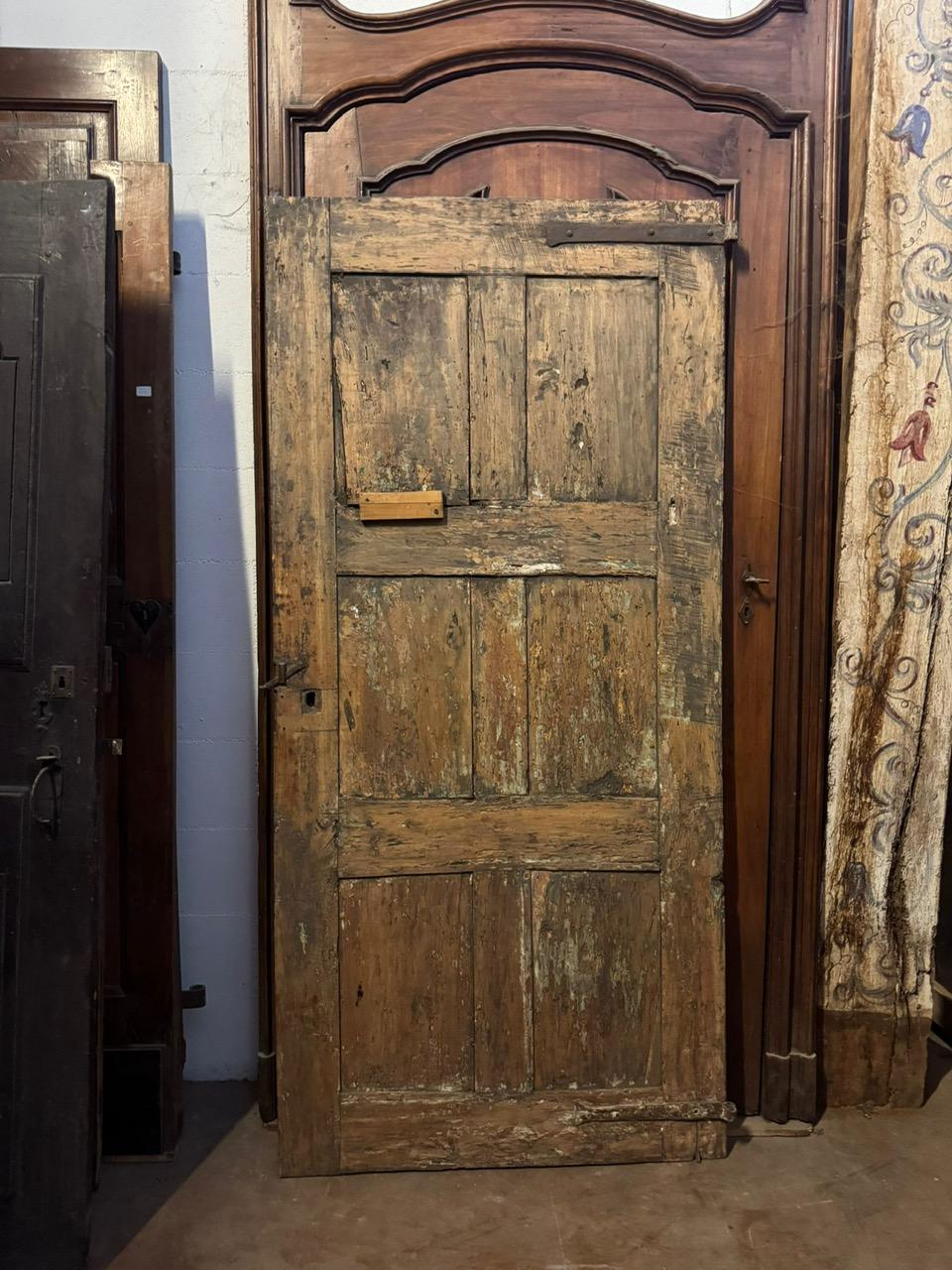 Hand-Carved Walnut internal single door with six carved panels, Italy For Sale