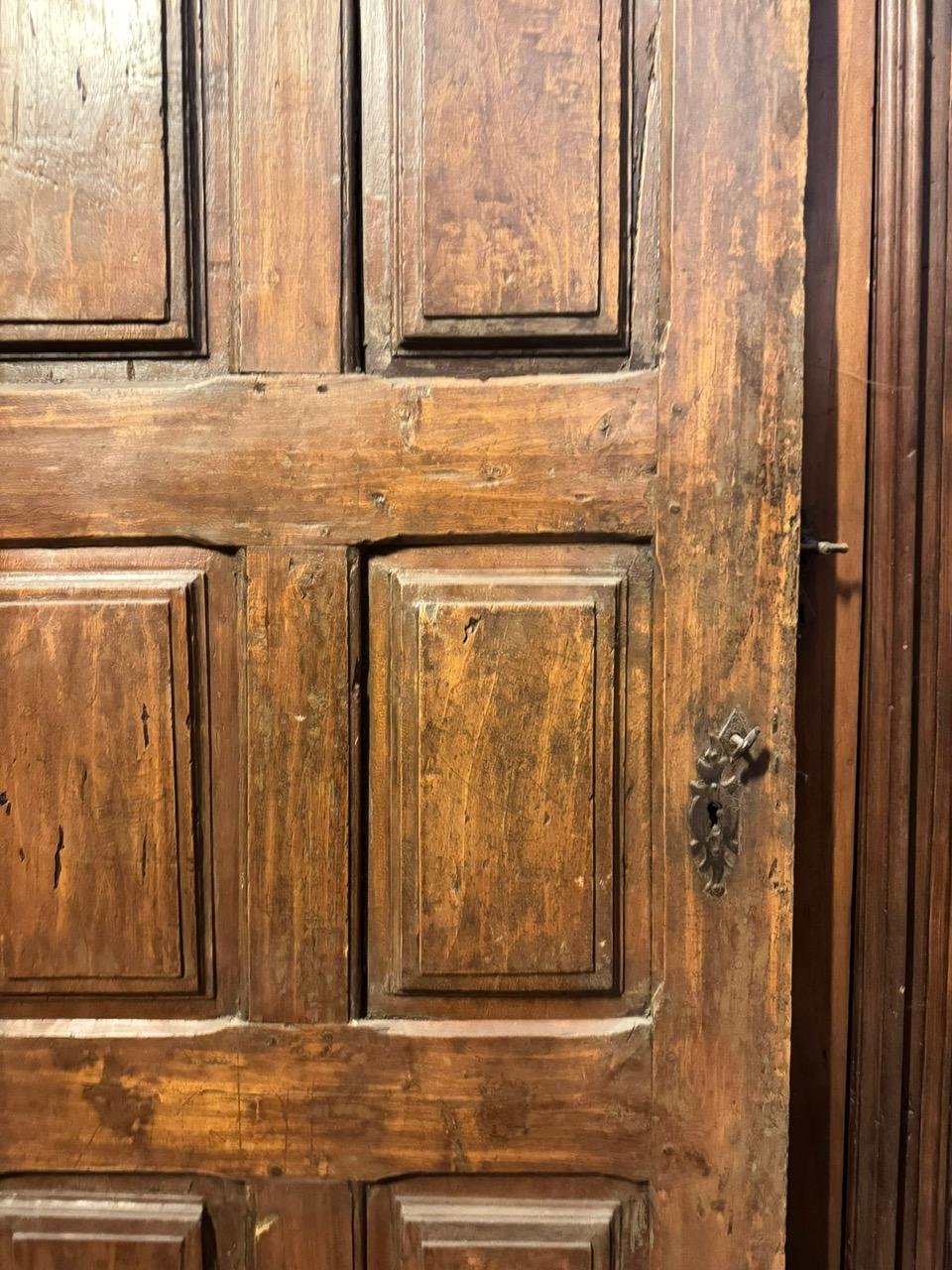 18th Century and Earlier Walnut internal single door with six carved panels, Italy For Sale