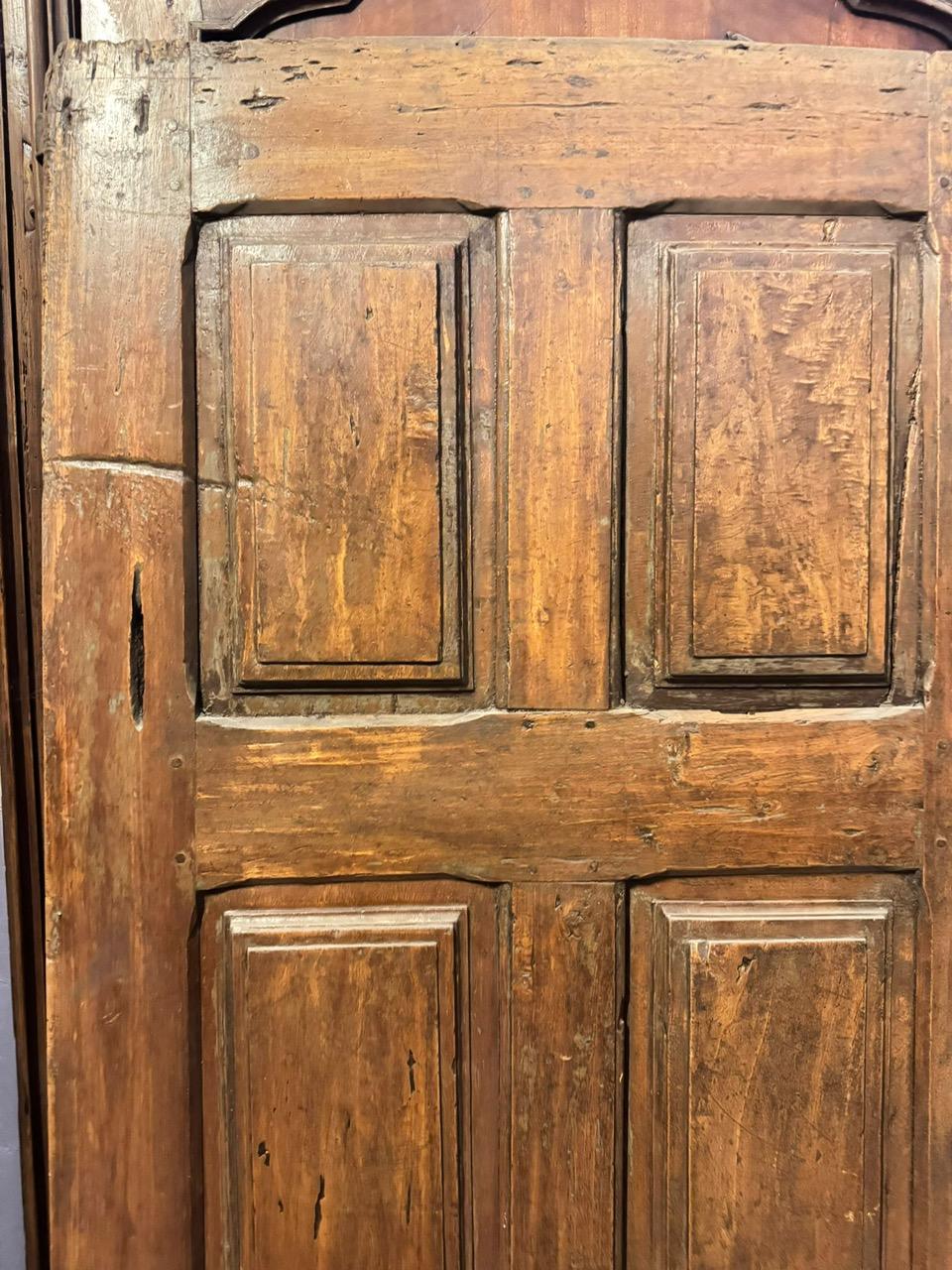 Walnut internal single door with six carved panels, Italy For Sale 1