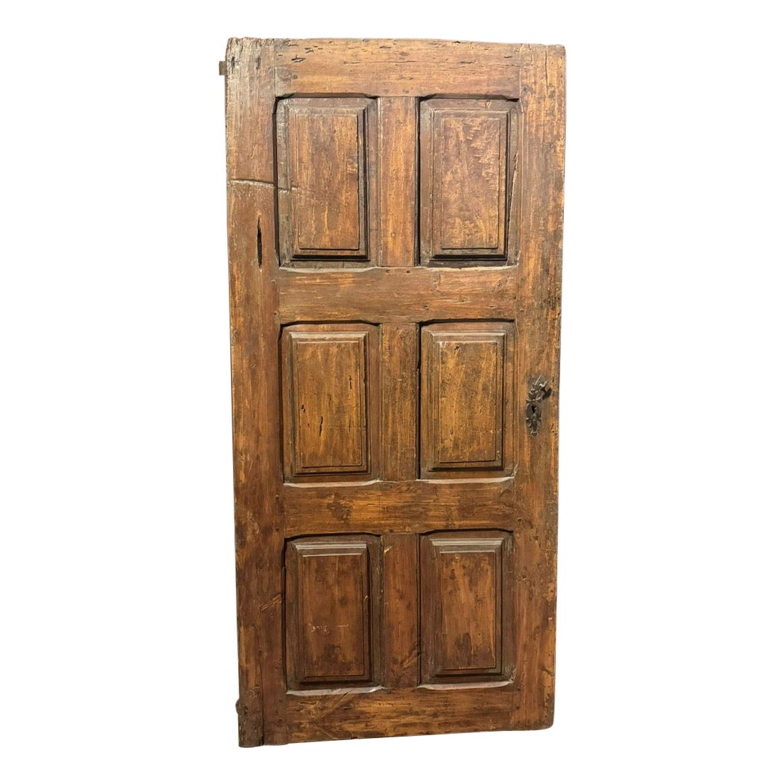 Walnut internal single door with six carved panels, Italy For Sale