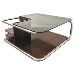 Retro WALNUT Italian Coffee TABLE 1970s BAUHAUS