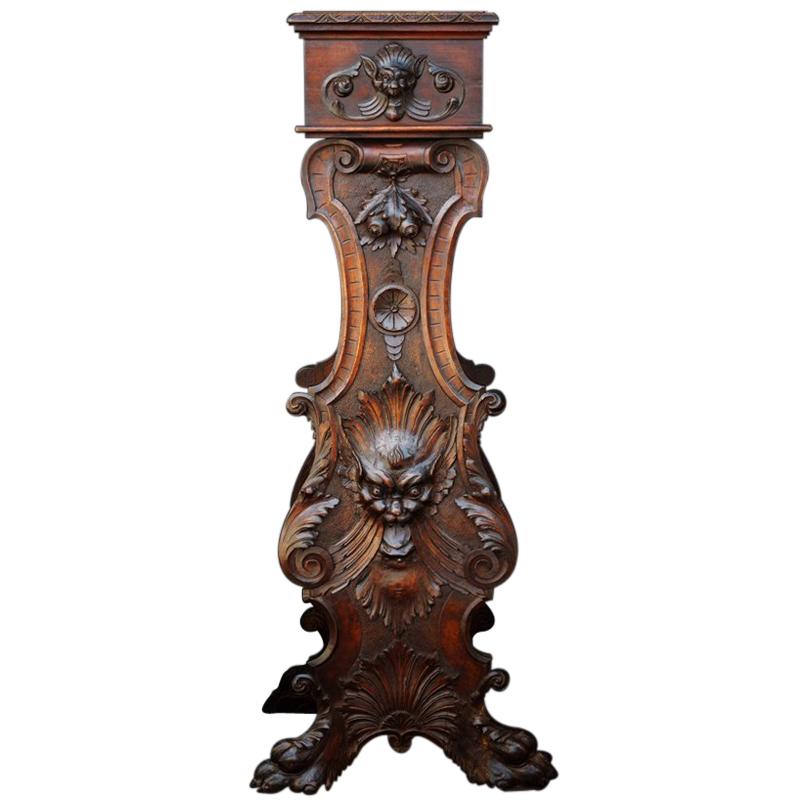 Walnut Italian Renaissance Pedestal