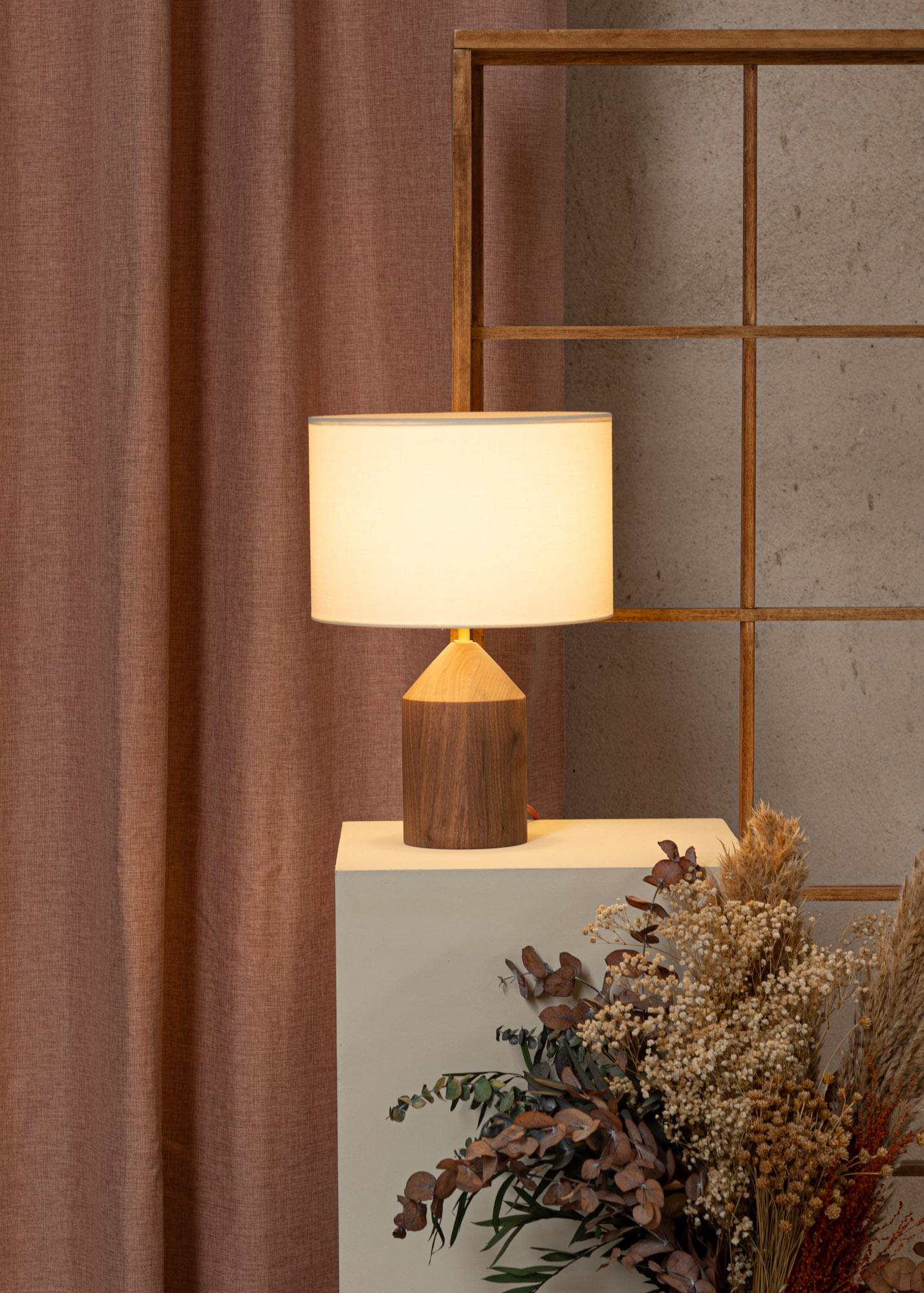 Post-Modern Walnut Josef Table Lamp by Simone & Marcel For Sale