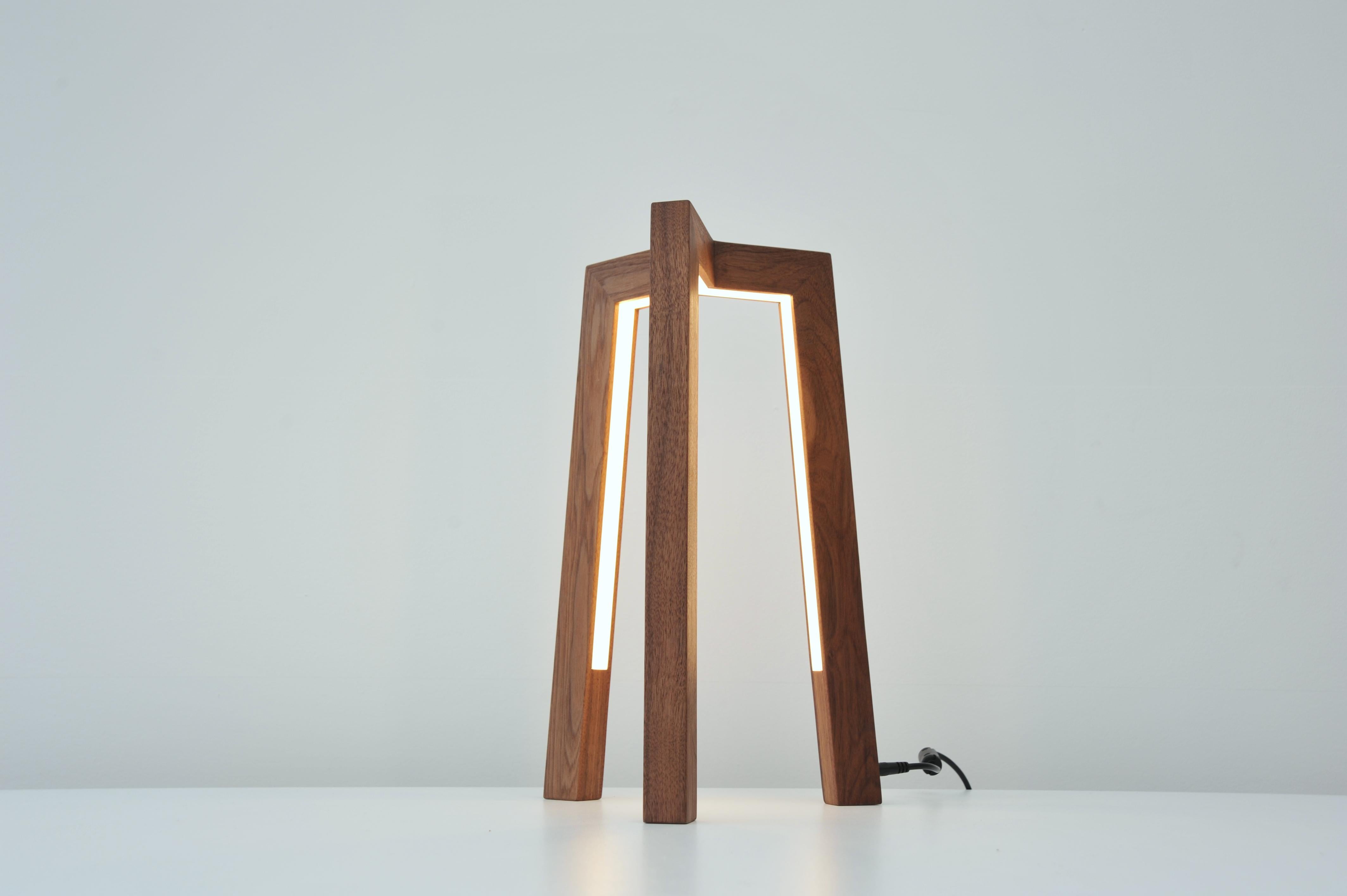 Modern Walnut Junction Table Light by Hollis & Morris For Sale
