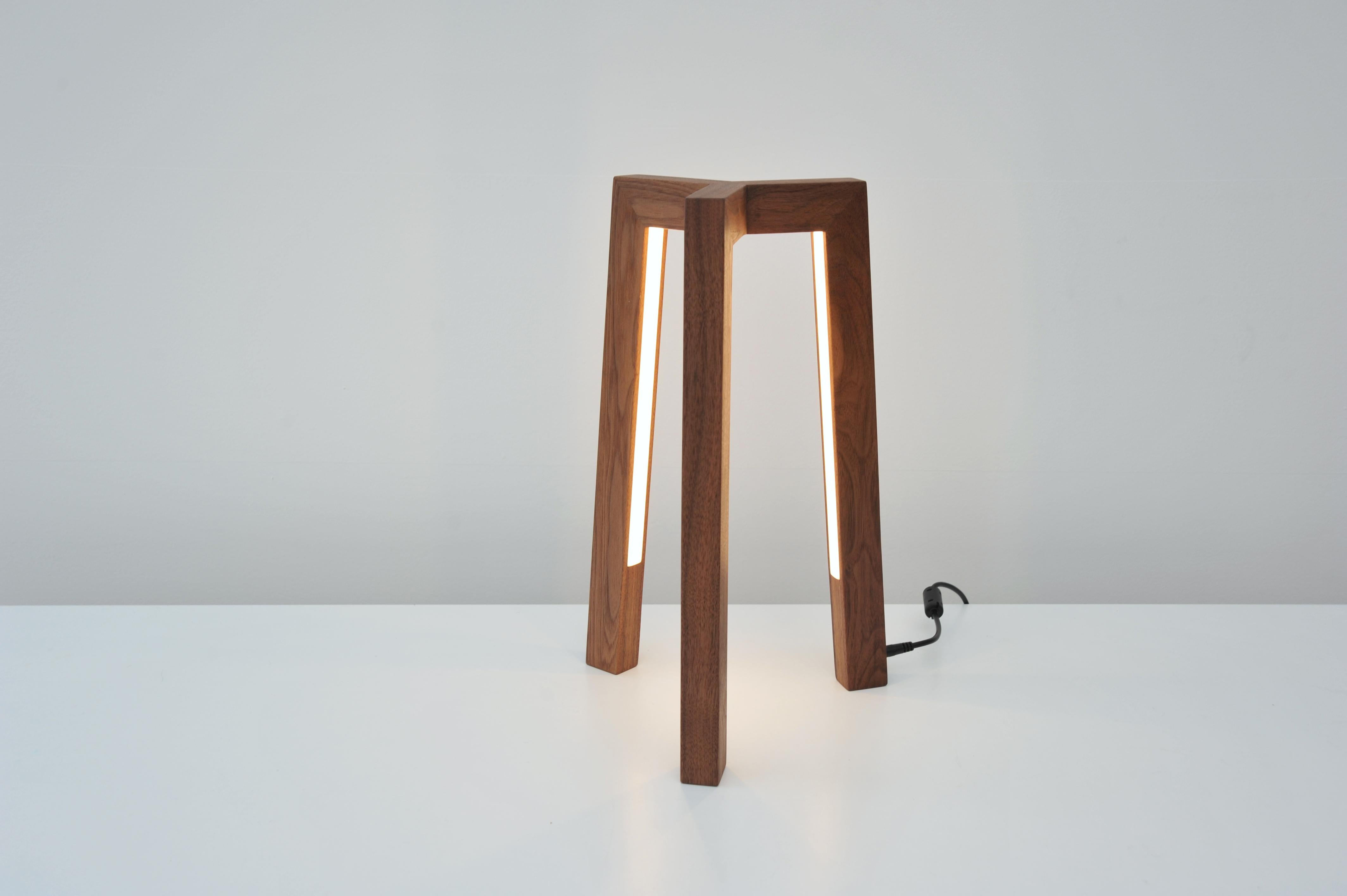 Contemporary Walnut Junction Table Light by Hollis & Morris For Sale