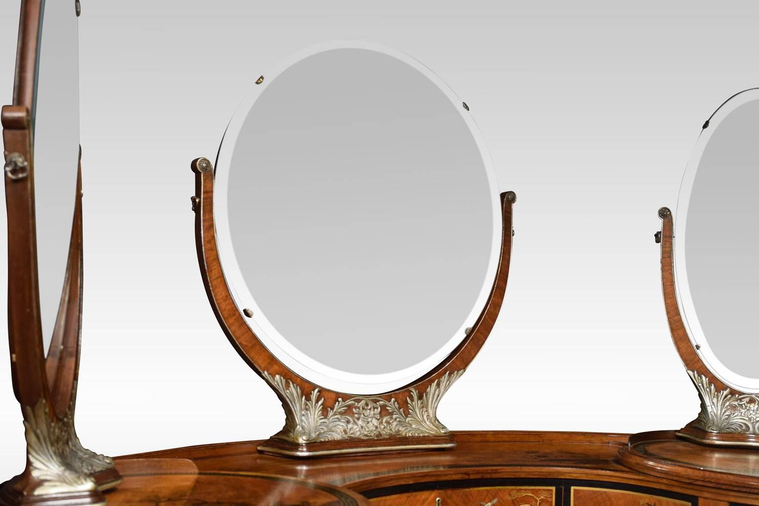 Walnut Kidney Shaped Chinoiserie Decorated Dressing Table 1