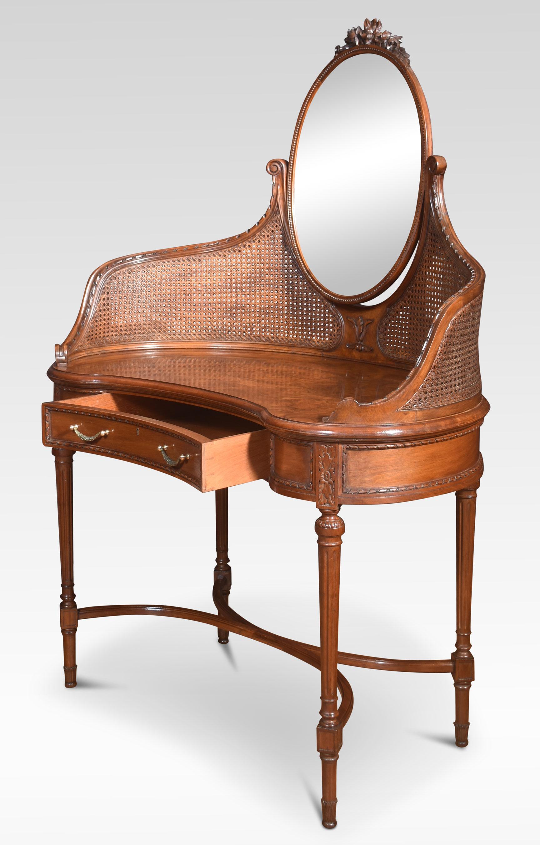Walnut kidney shaped dressing table For Sale 5