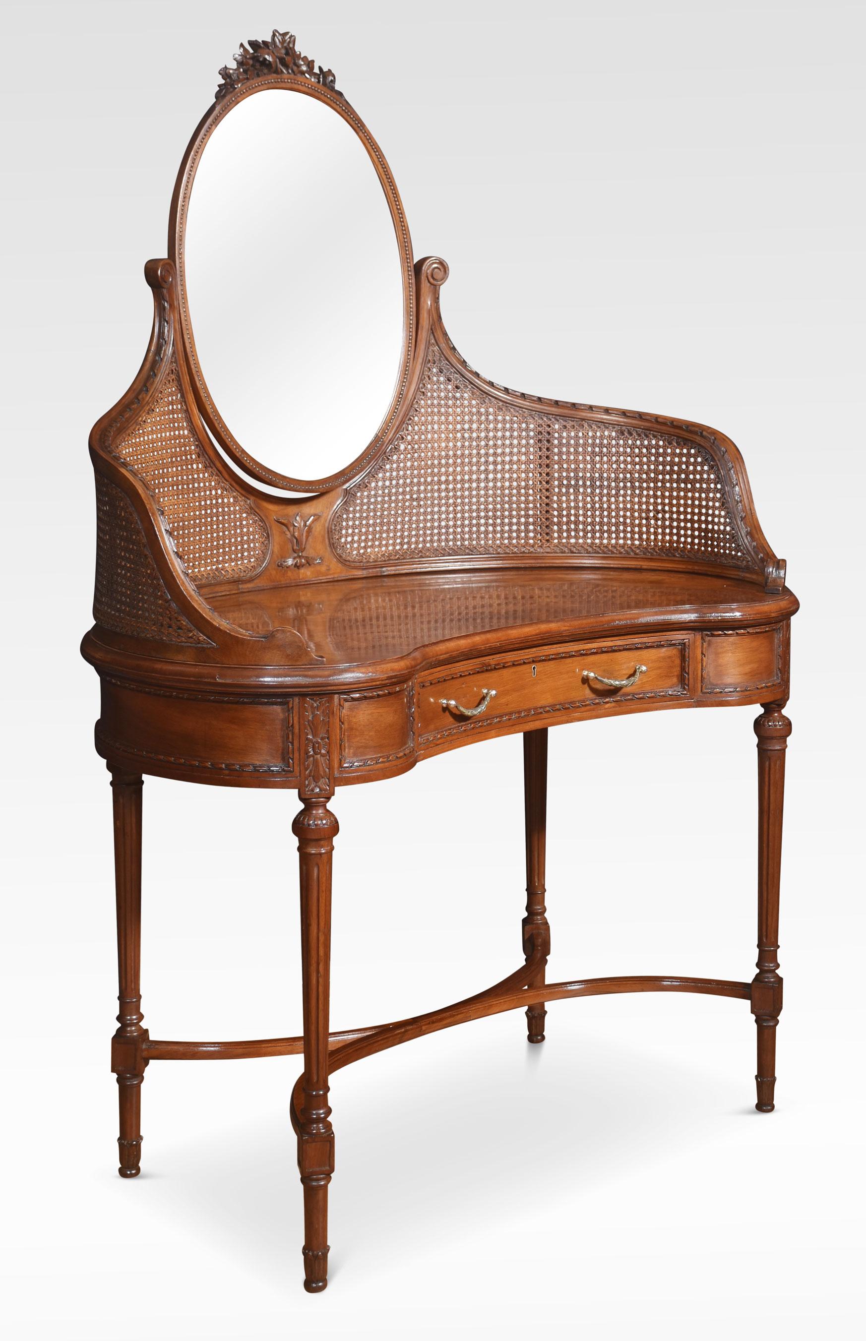 Walnut kidney shaped dressing table For Sale 6