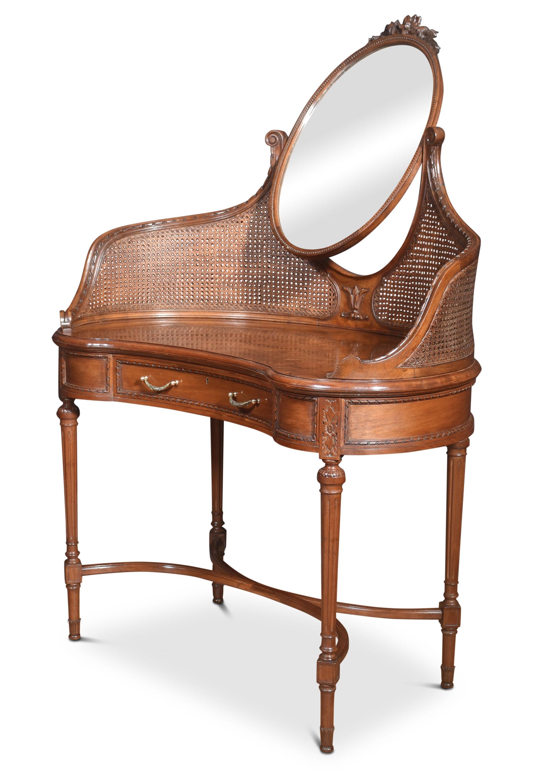 Walnut kidney shaped dressing table For Sale 1