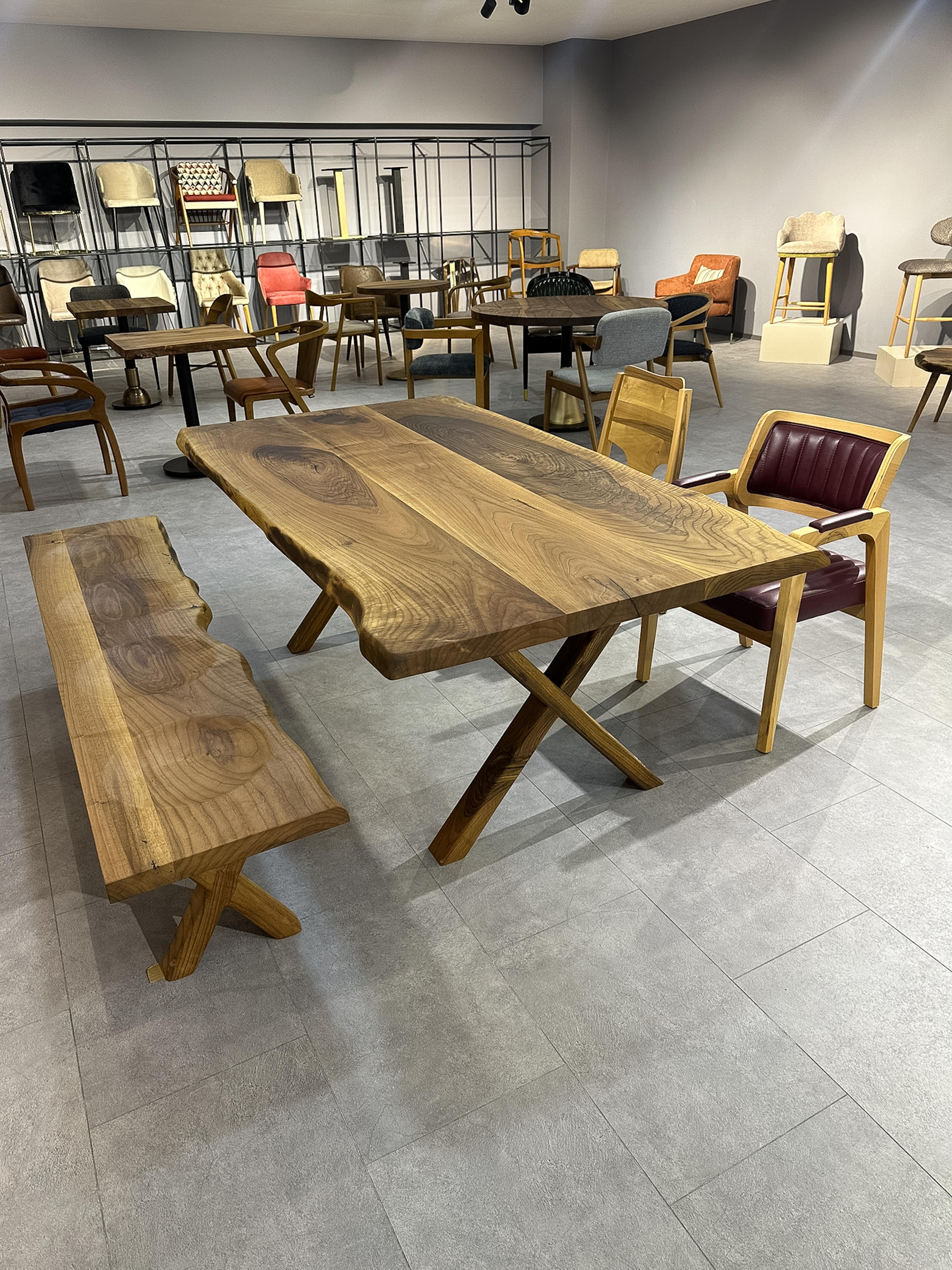 Arts and Crafts Walnut Wood Live Edge Table - Dining Solid Wood Table - Custom Dining Table For Sale