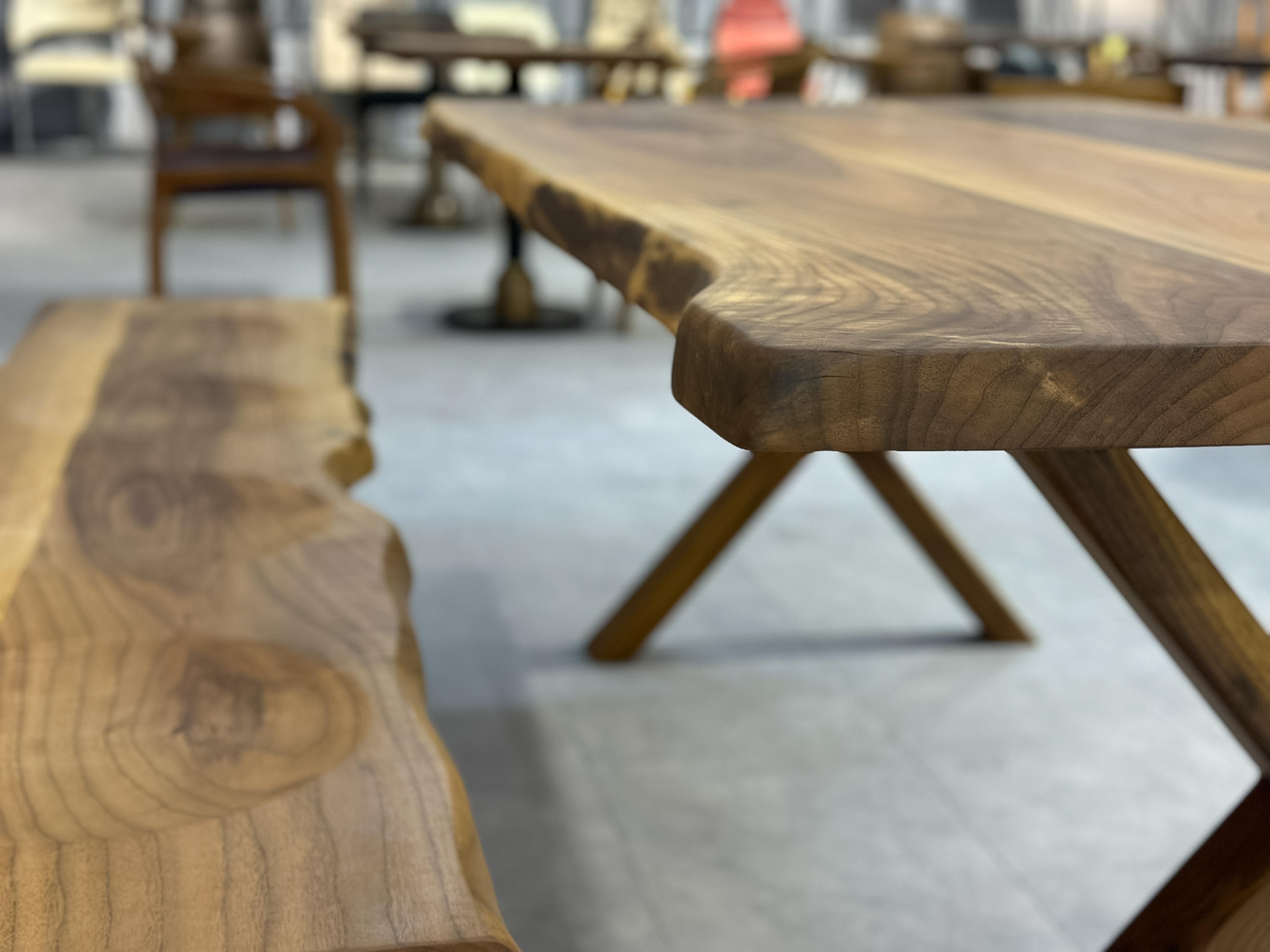 Turkish Walnut Wood Live Edge Table - Dining Solid Wood Table - Custom Dining Table For Sale