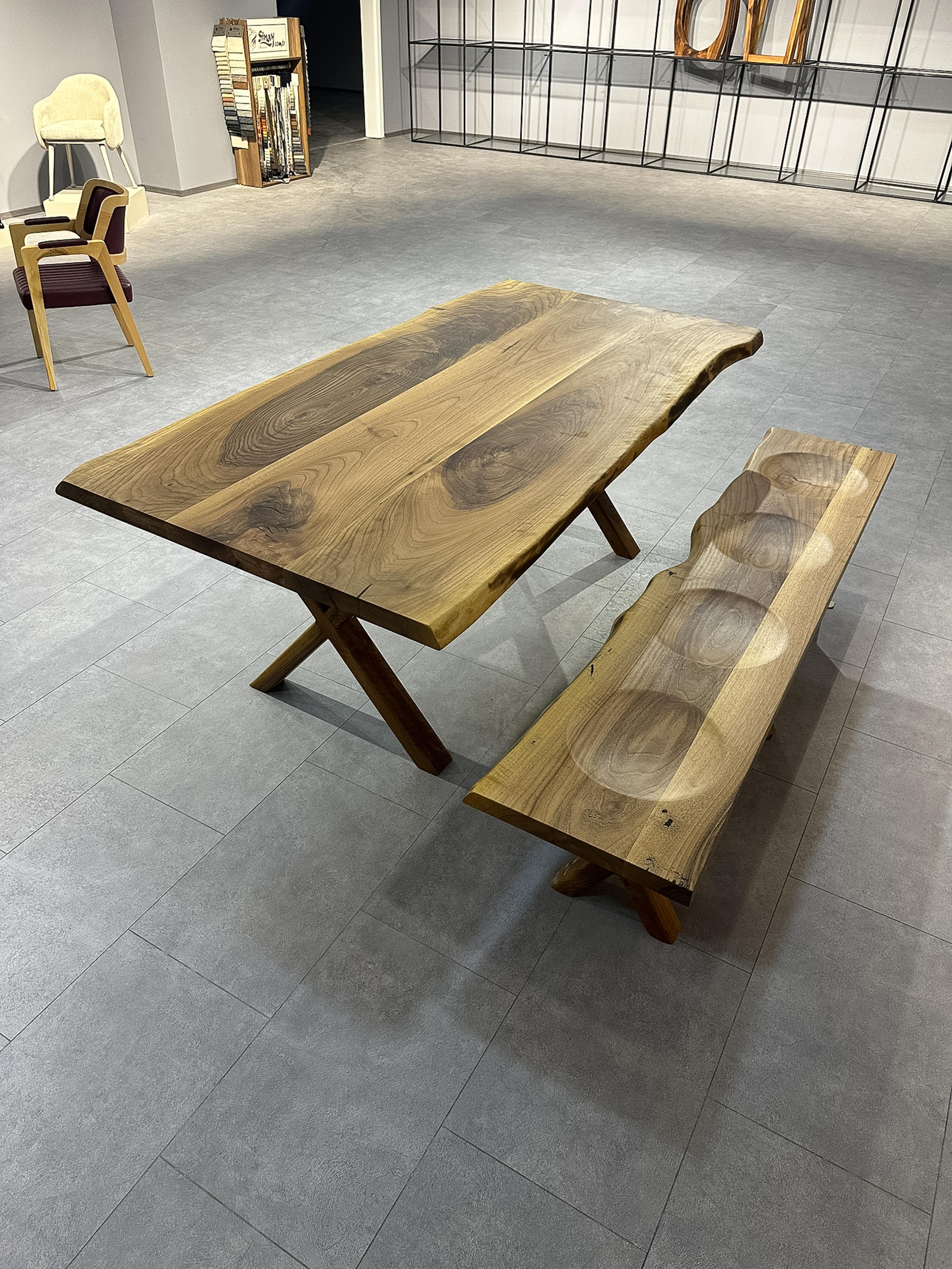 Epoxy Resin Walnut Wood Live Edge Table - Dining Solid Wood Table - Custom Dining Table For Sale