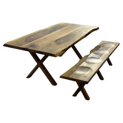 Walnut Wood Live Edge Table - Dining Solid Wood Table - Custom Dining Table