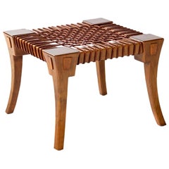 Retro Walnut Klismos Stool by T.H. Robsjohn-Gibbings for Saridis of Athens