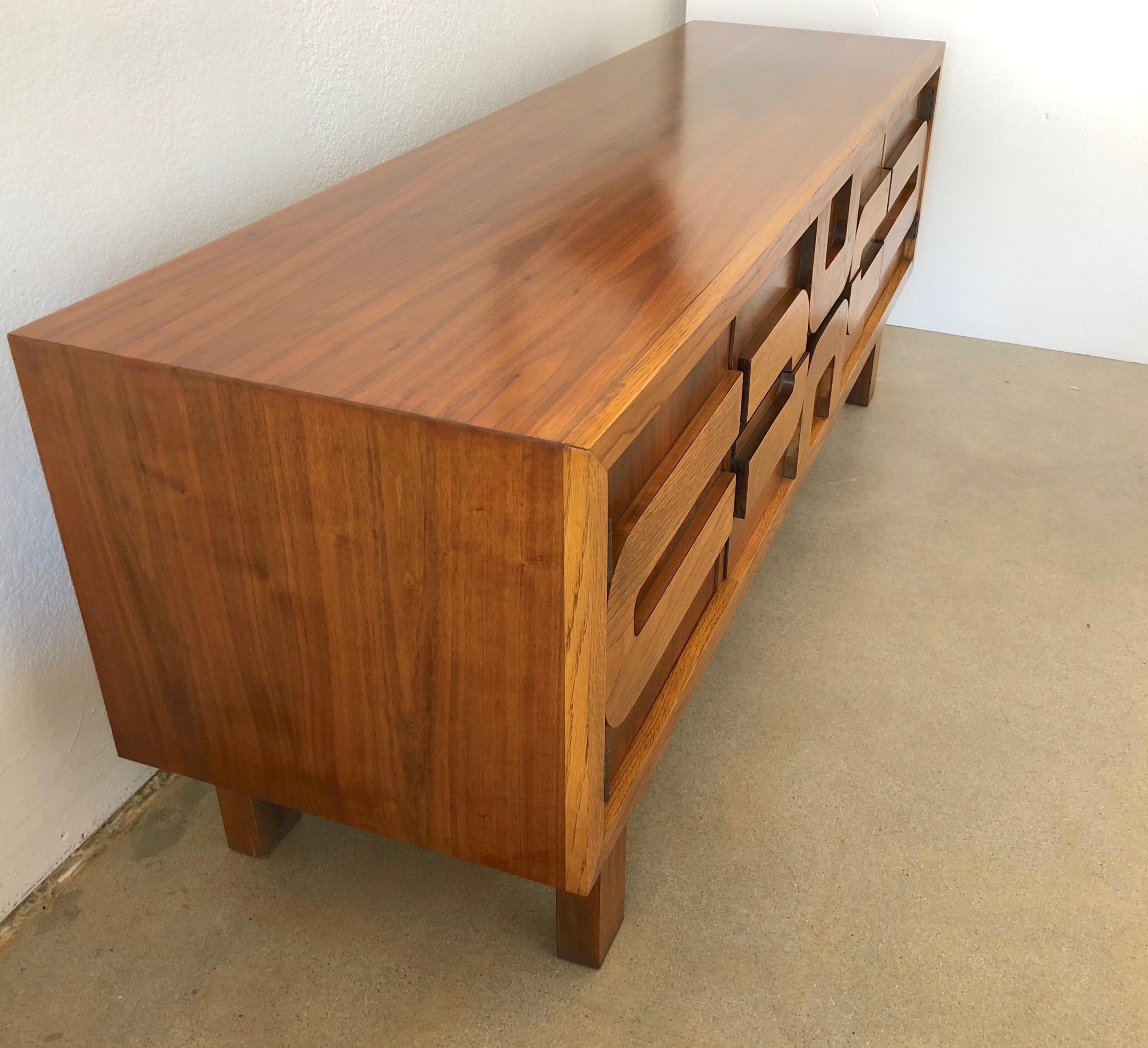 American Walnut Lane Brutalist Low Cabinet