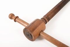 Walnut, Large Wooden Screw of a Wine Press, a Wooden Sculpture, Italy 1900s