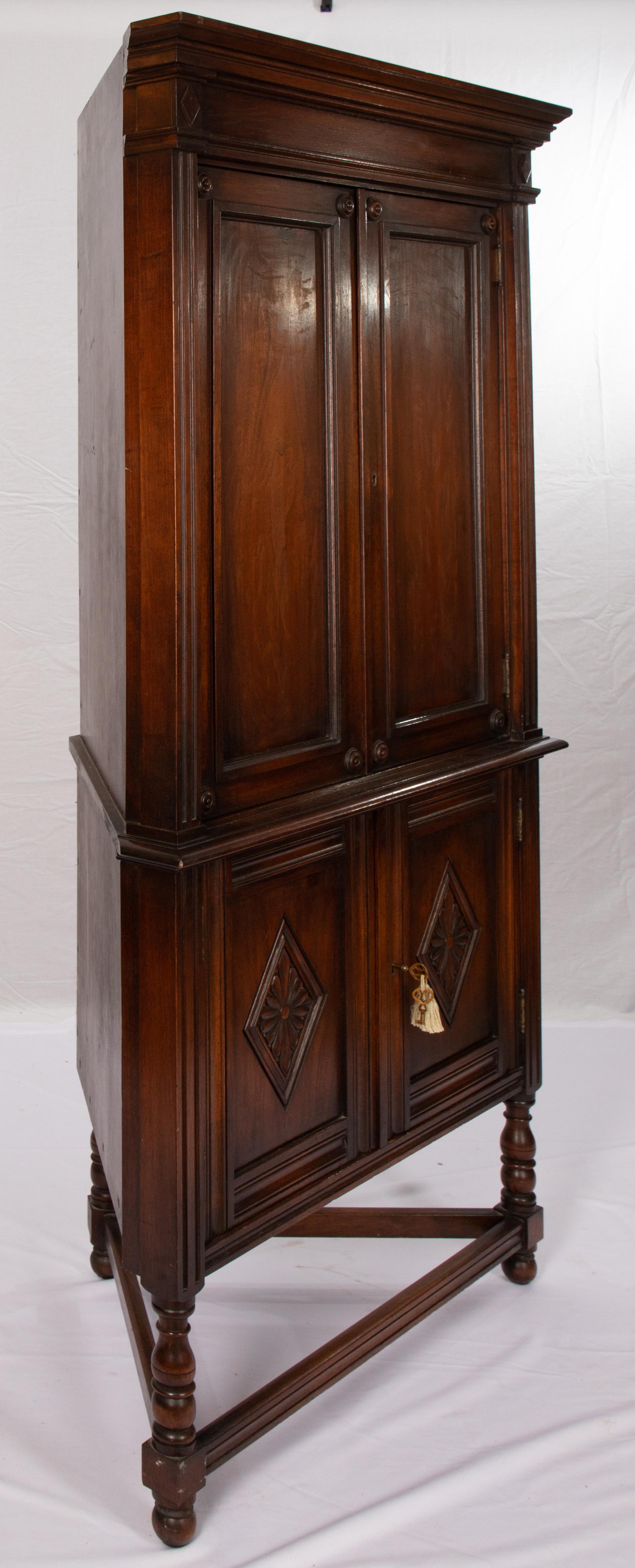 19th Century Walnut Late Victorian Corner Cabinet