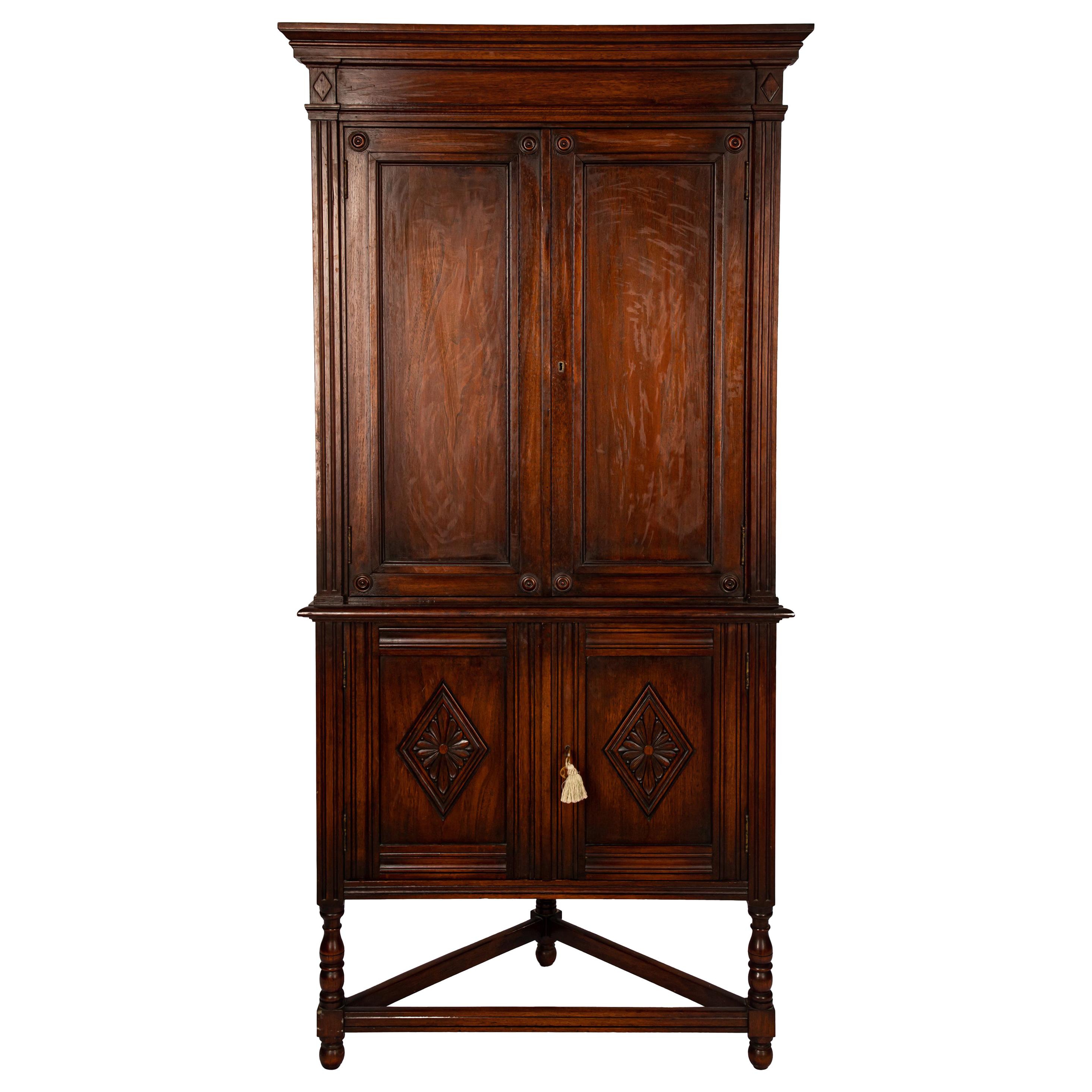 Walnut Late Victorian Corner Cabinet